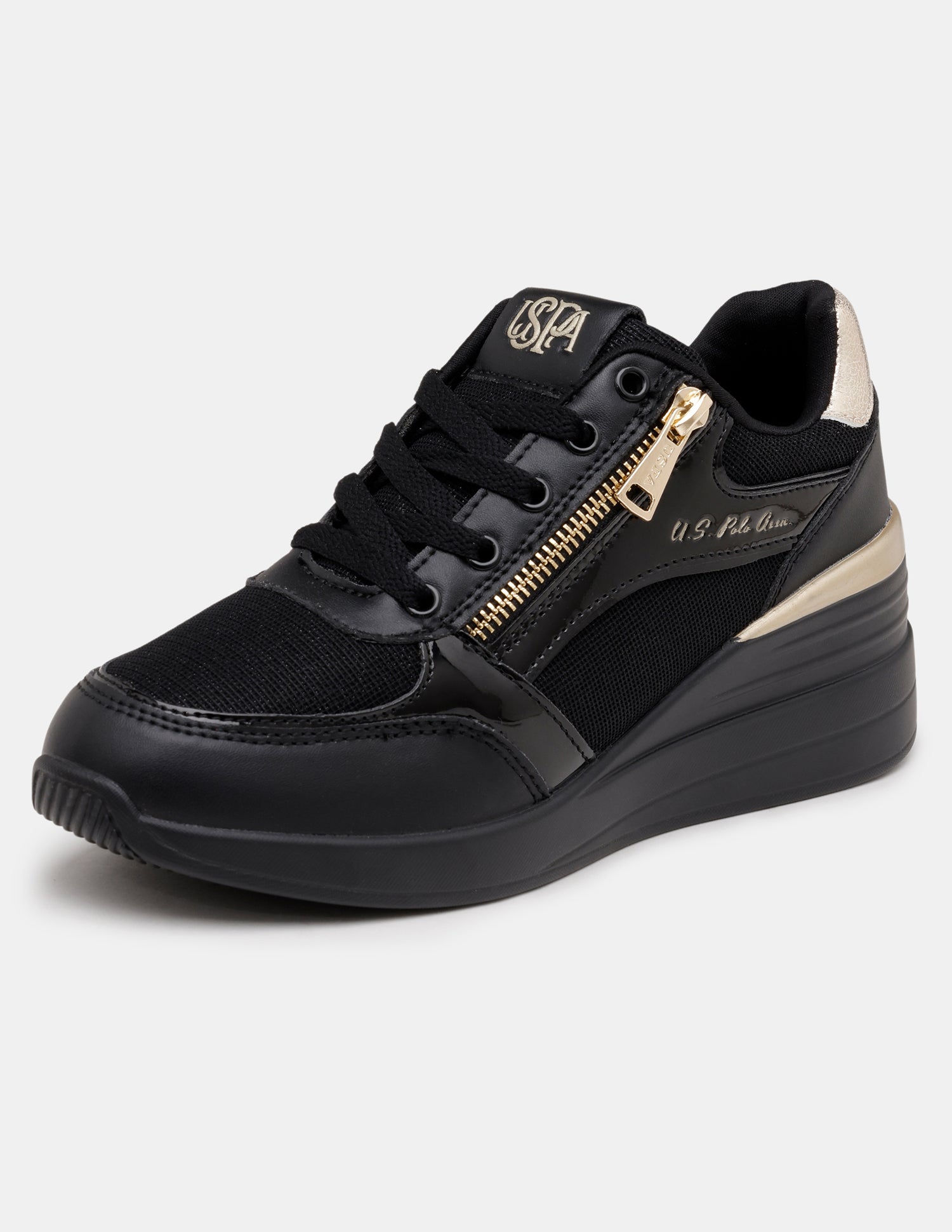 Women Liora Round Toe Textured Sneakers Black - U.S. POLO ASSN. | Large