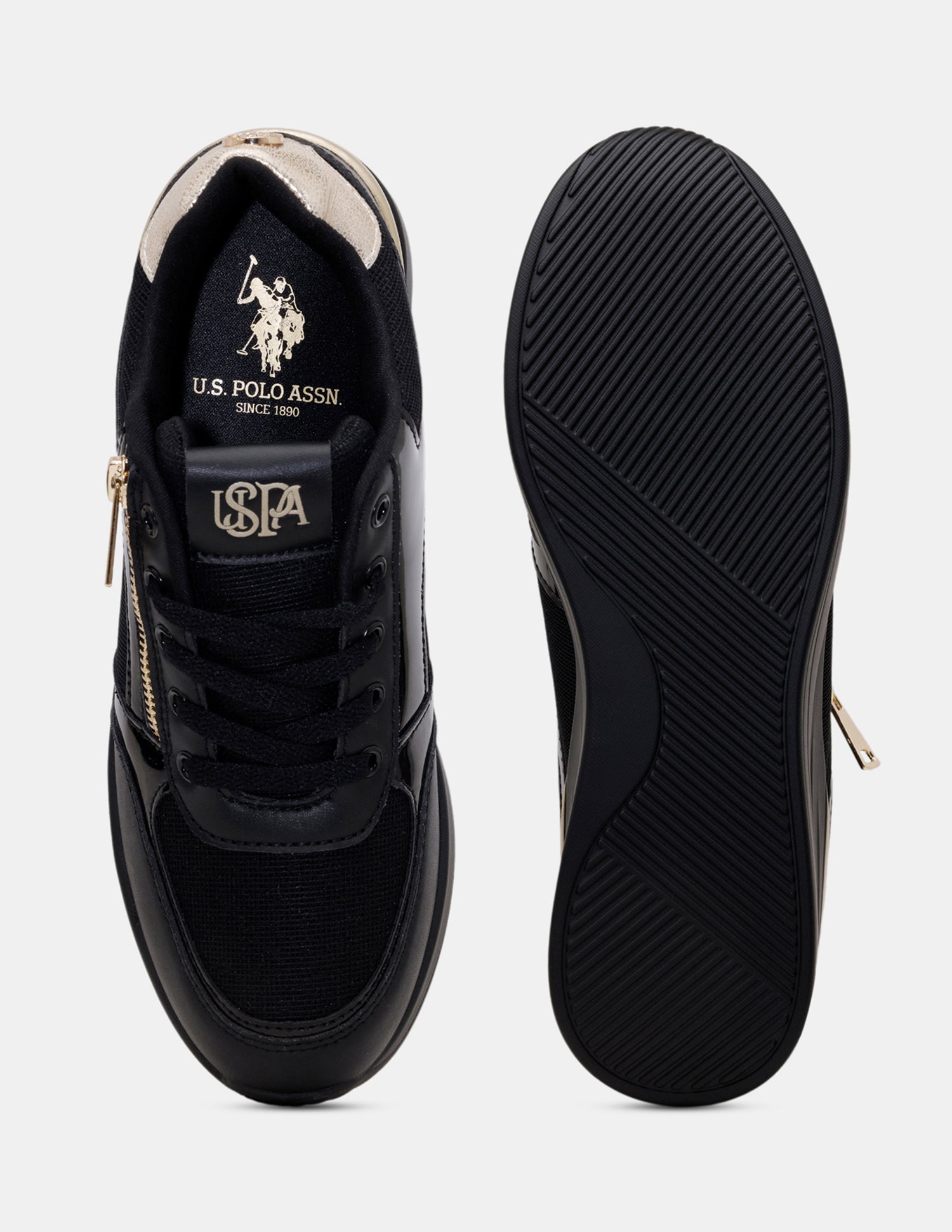 Women Liora Round Toe Textured Sneakers Black - U.S. POLO ASSN. | Large