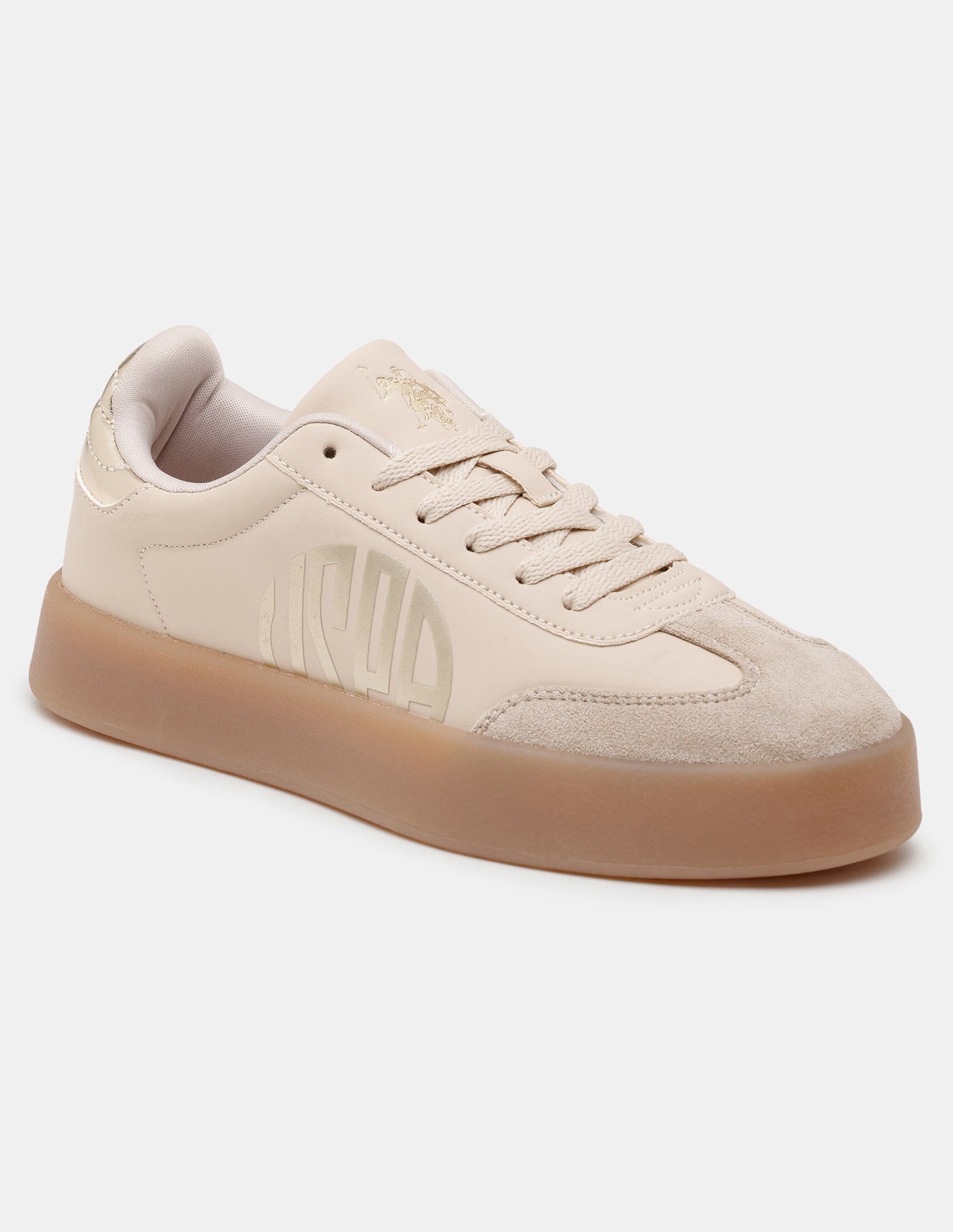 Women Sorrel Lace Ups Colourblocked Sneakers Beige - U.S. POLO ASSN. | Large