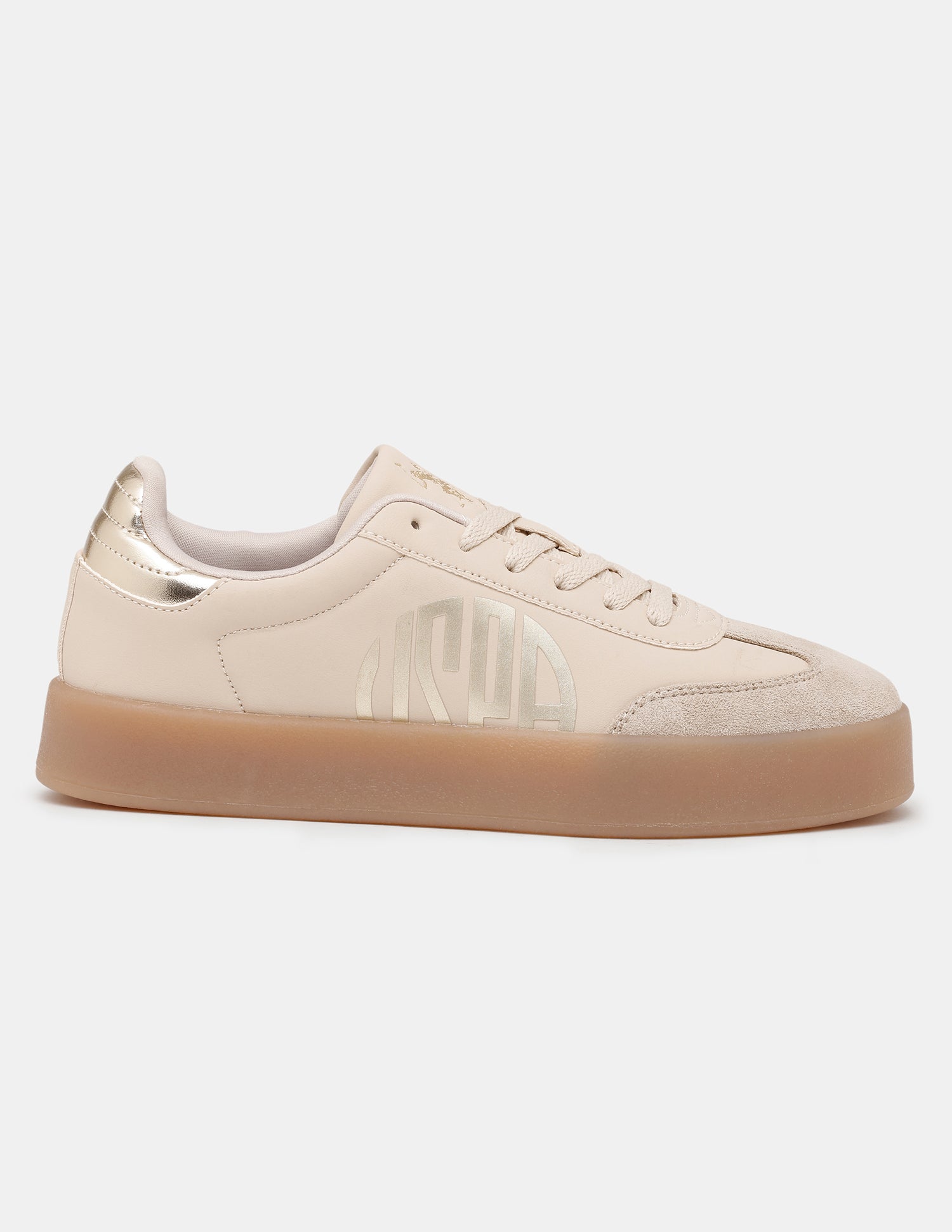 Women Sorrel Lace Ups Colourblocked Sneakers Beige - U.S. POLO ASSN. | Large