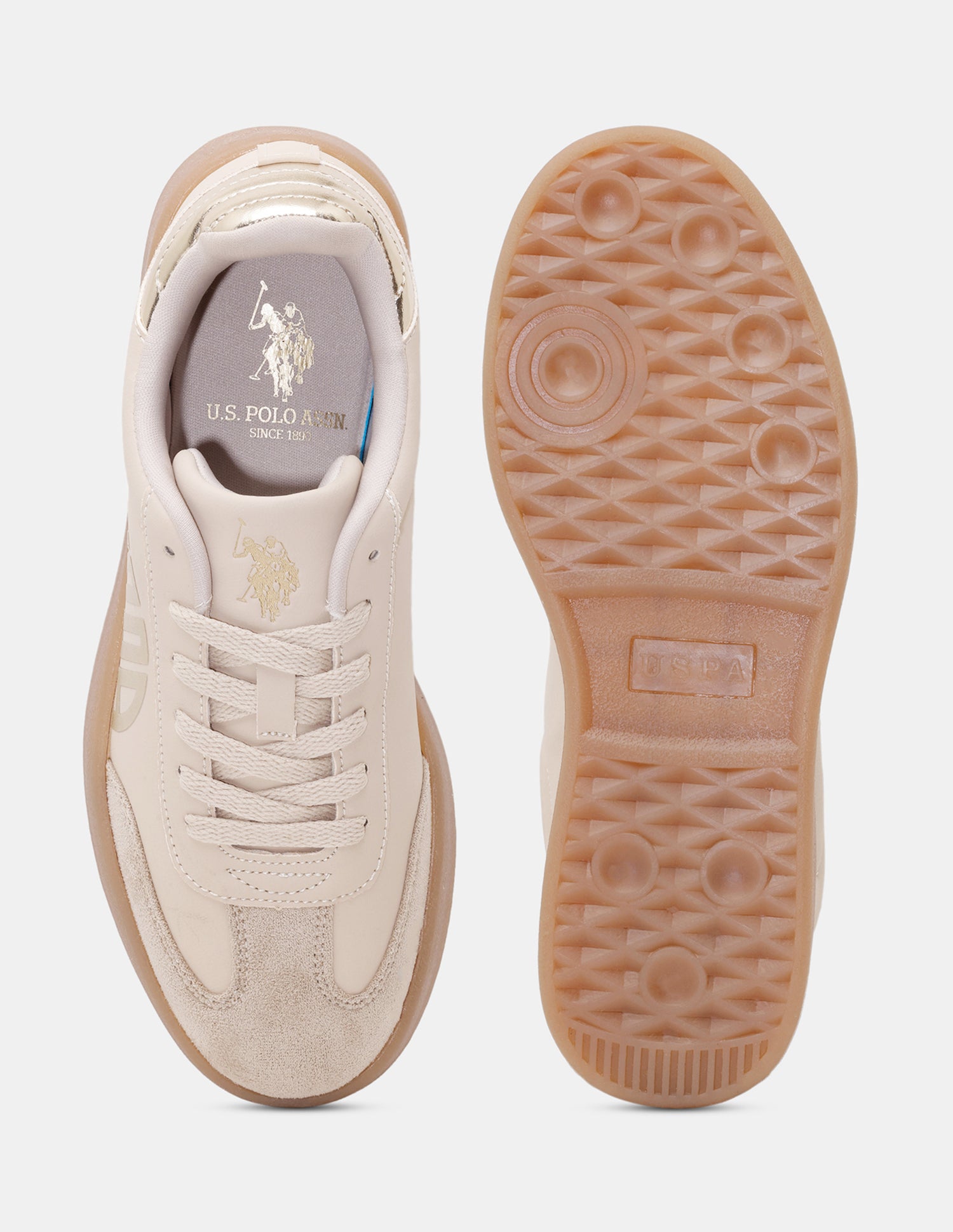 Women Sorrel Lace Ups Colourblocked Sneakers Beige - U.S. POLO ASSN. | Large