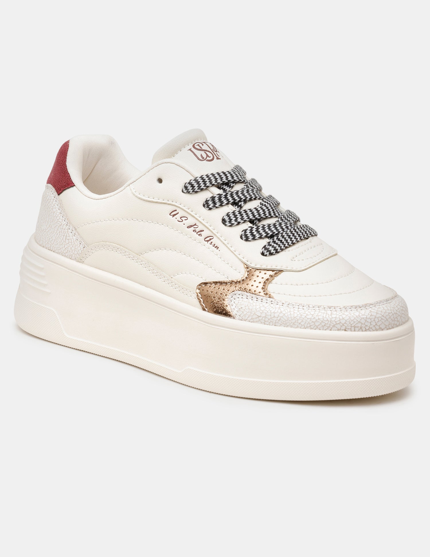 Women Kairis Contrast Lace Ups Sneakers Beige - U.S. POLO ASSN. | Large