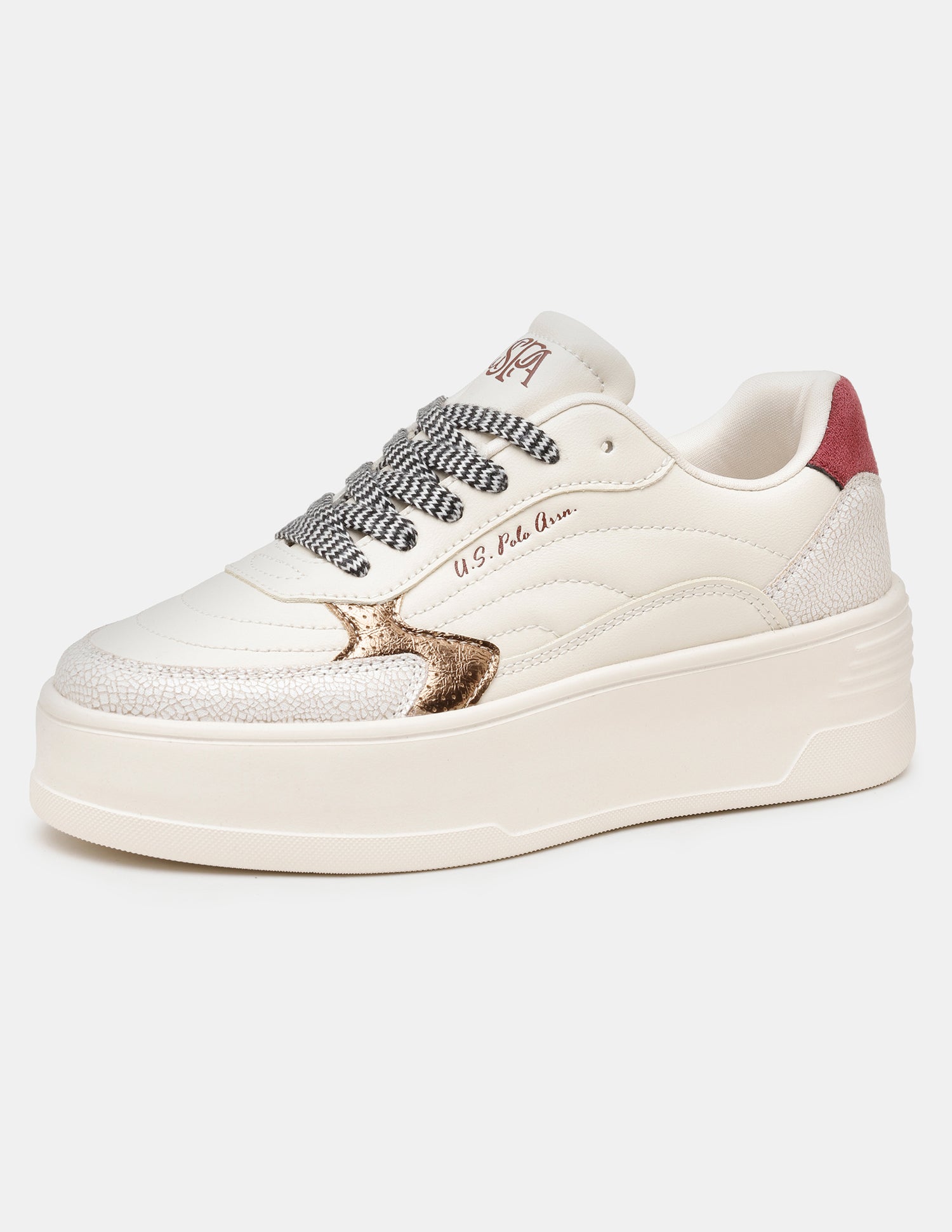 Women Kairis Contrast Lace Ups Sneakers Beige - U.S. POLO ASSN. | Large