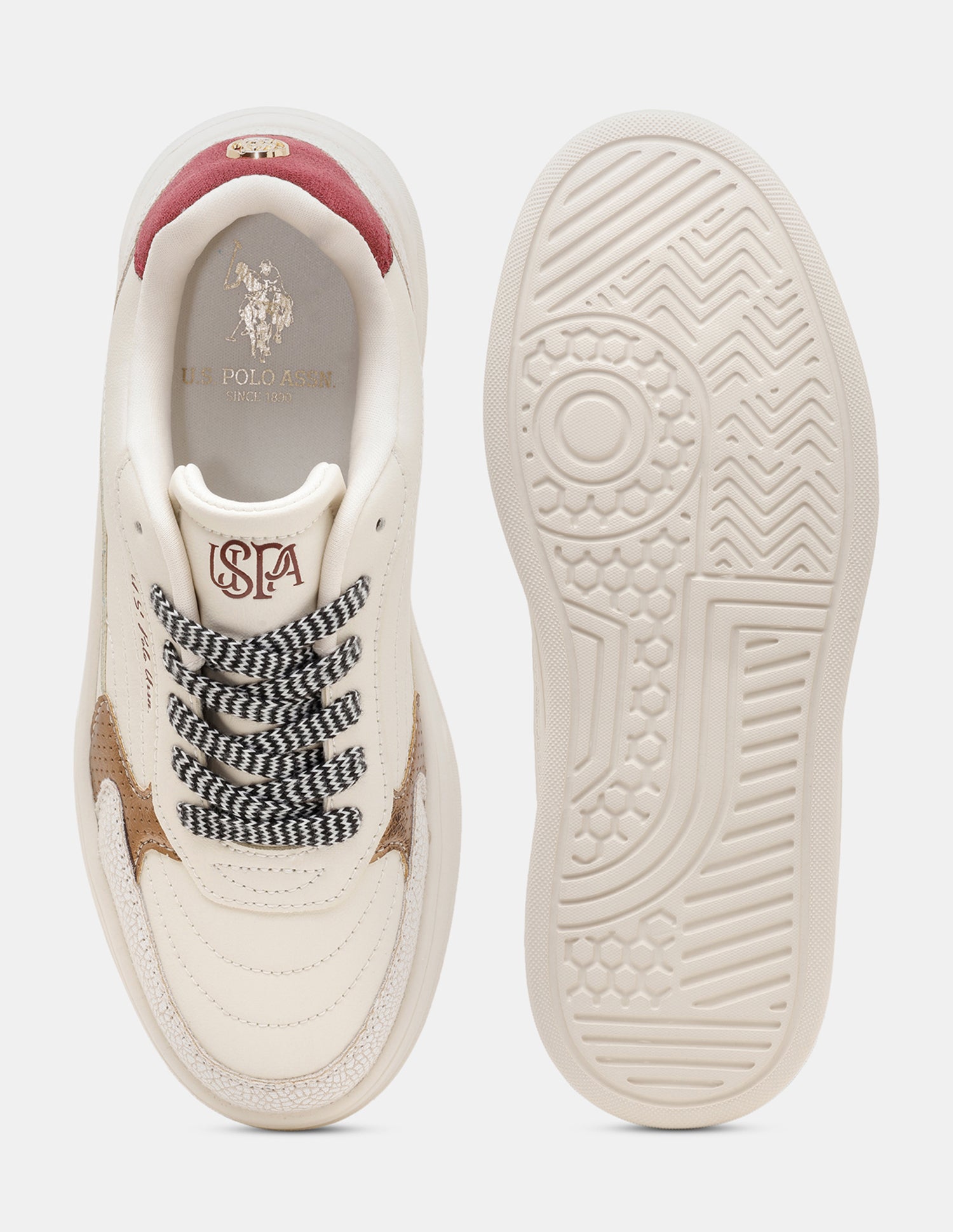 Women Kairis Contrast Lace Ups Sneakers Beige - U.S. POLO ASSN. | Large