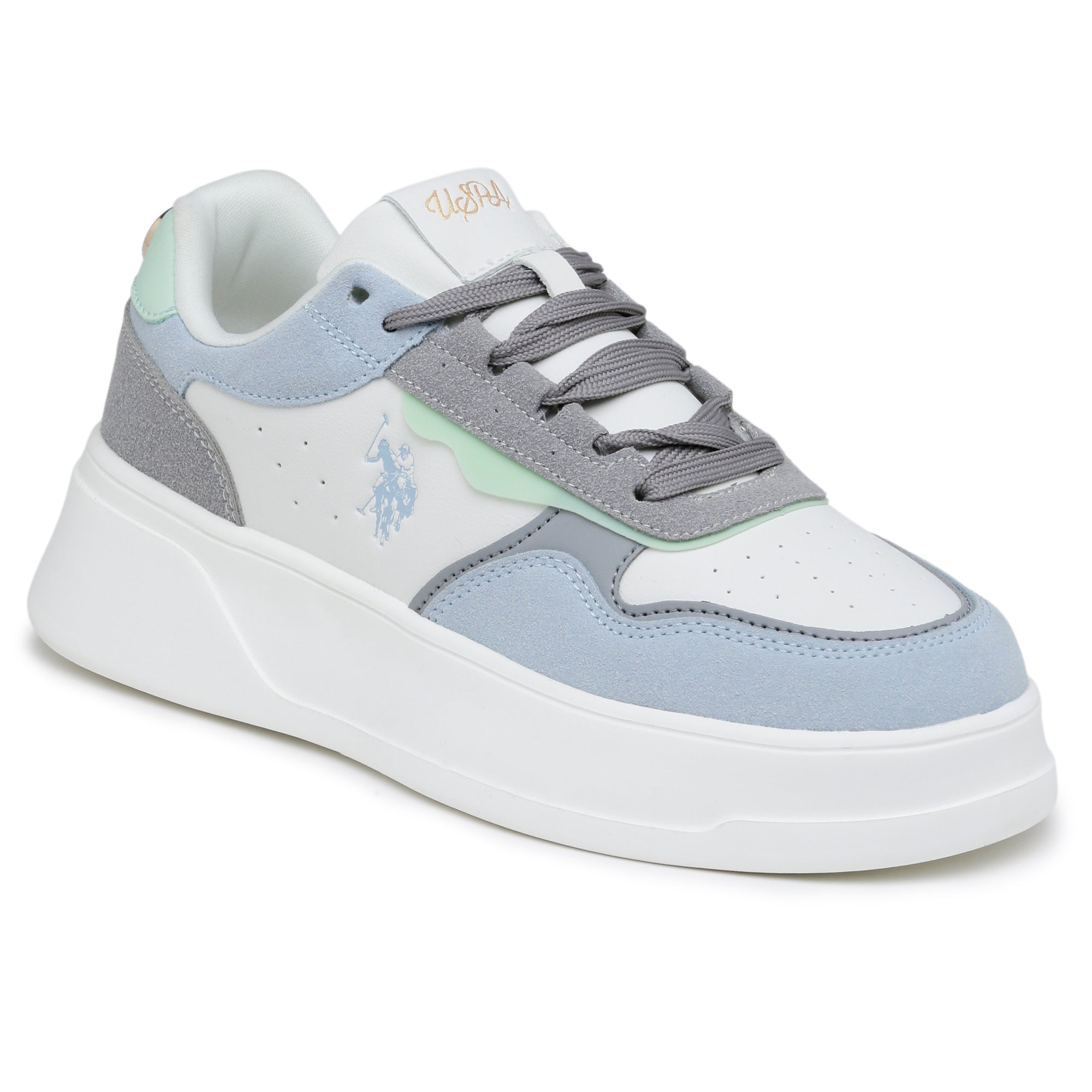 Women Aluna Colourblocked Lace Ups Sneakers Off White - U.S. Polo Assn. India | Large