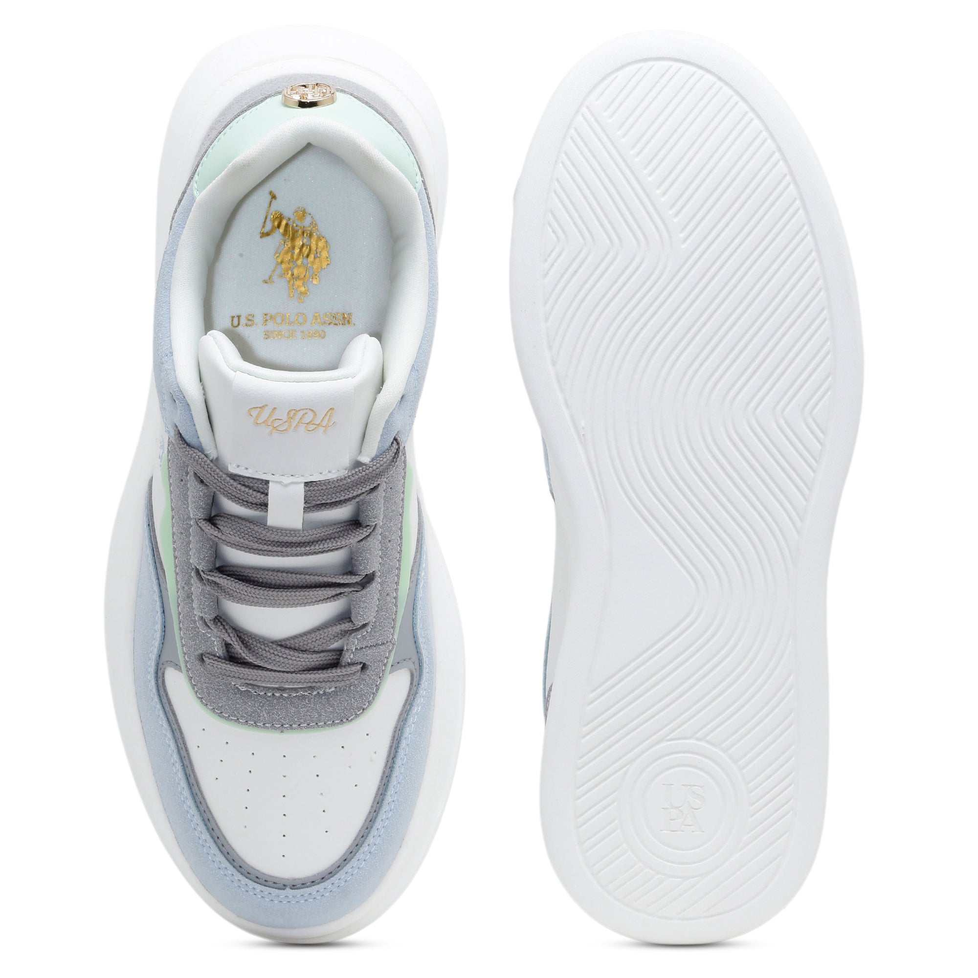 Women Aluna Colourblocked Lace Ups Sneakers Off White - U.S. Polo Assn. India | Large