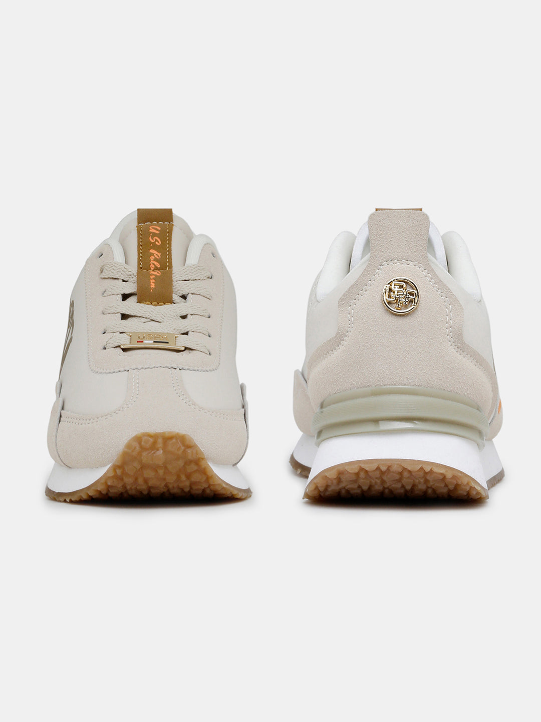 Women Esme Round Toe Lace Ups Sneakers Beige - U.S. Polo Assn. India | Large