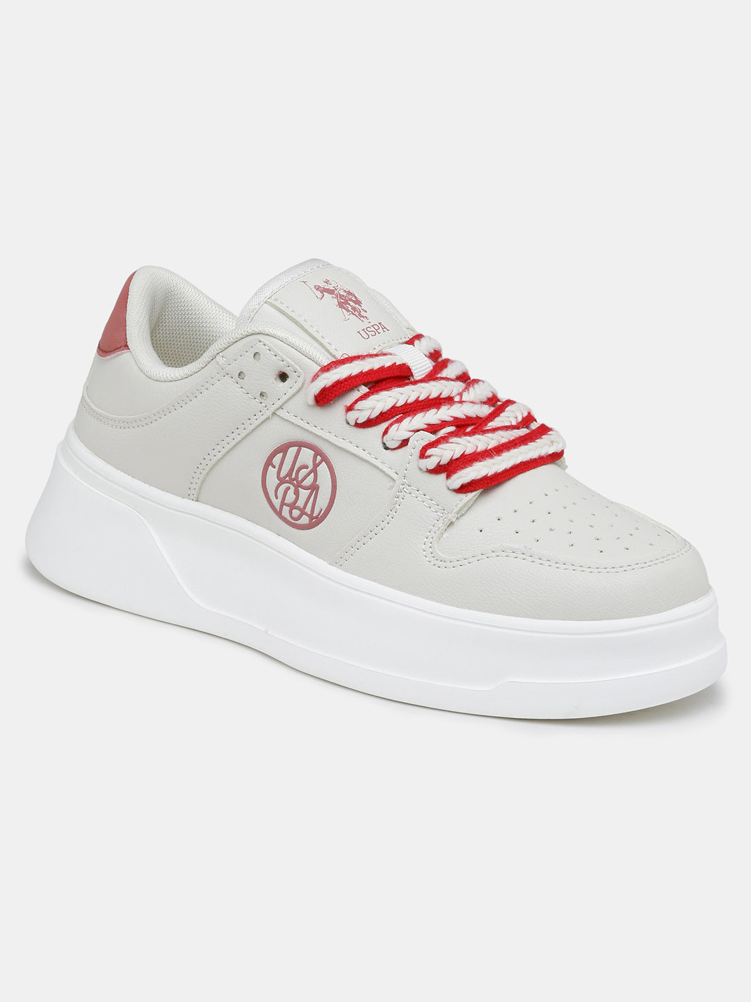 Women Lenora Lace Ups Round Toe Sneakers Beige - U.S. Polo Assn. India | Large