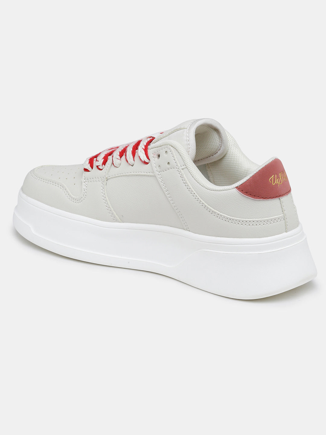 Women Lenora Lace Ups Round Toe Sneakers Beige - U.S. Polo Assn. India | Large