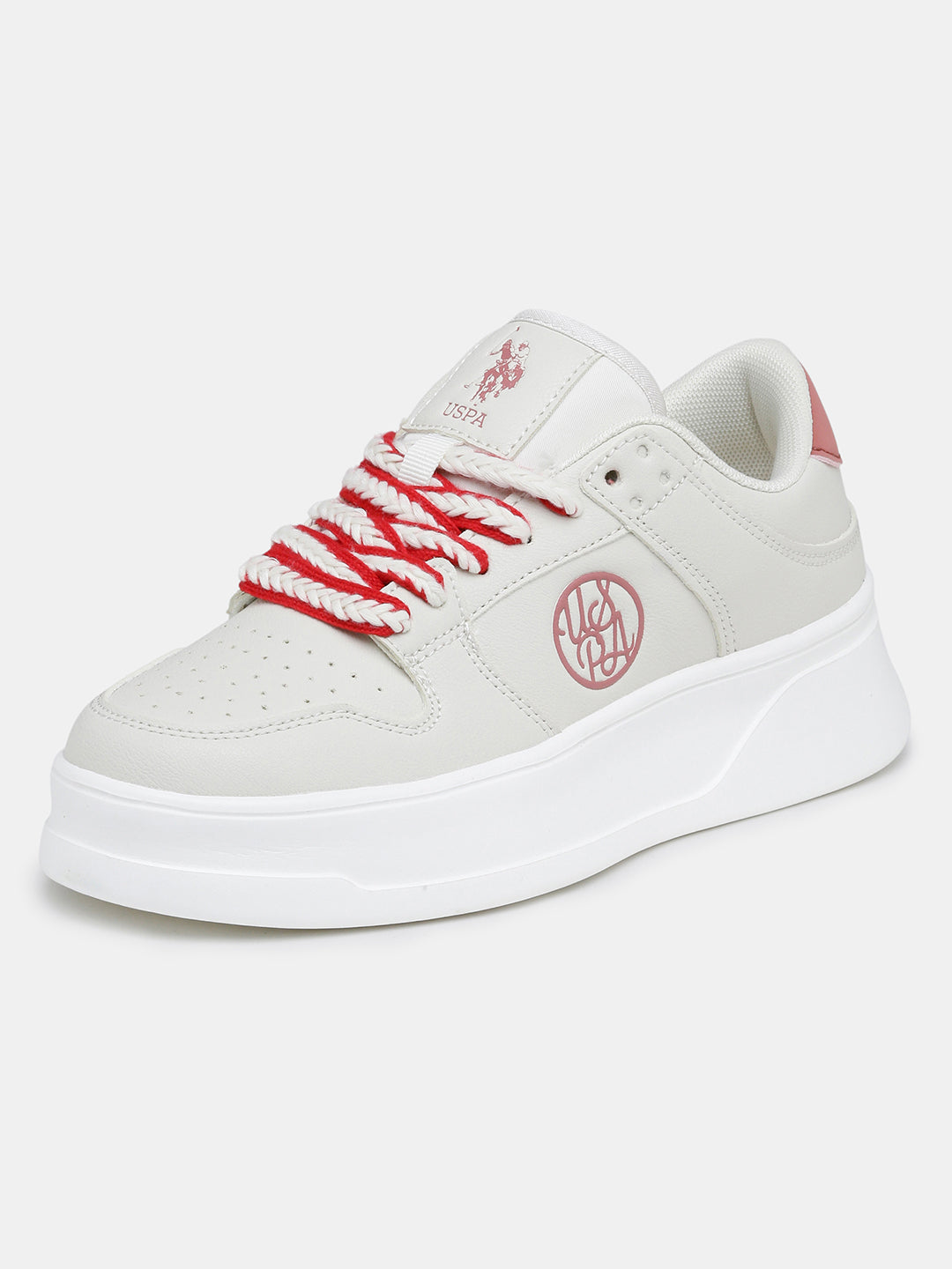 Women Lenora Lace Ups Round Toe Sneakers Beige - U.S. Polo Assn. India | Large