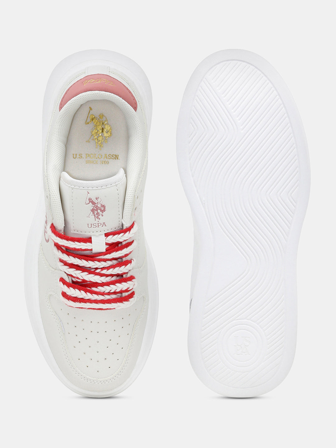 Women Lenora Lace Ups Round Toe Sneakers Beige - U.S. Polo Assn. India | Large