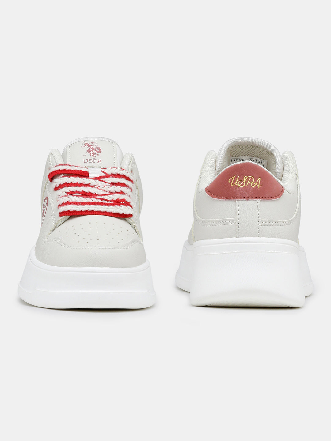 Women Lenora Lace Ups Round Toe Sneakers Beige - U.S. Polo Assn. India | Large