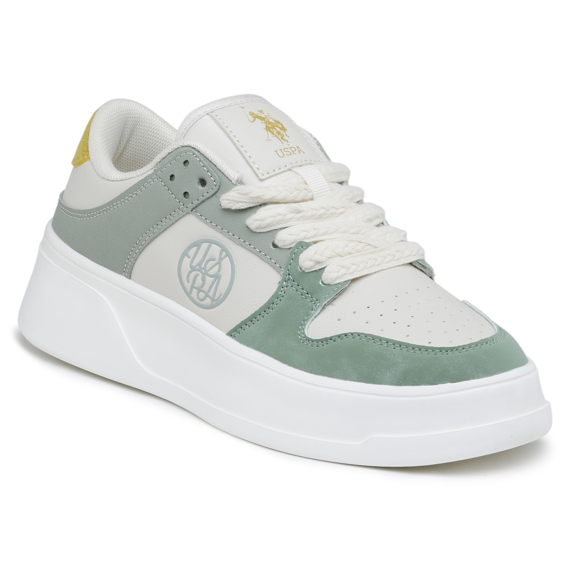 Women Lenora Lace Ups Round Toe Sneakers Off White - U.S. Polo Assn. India | Large