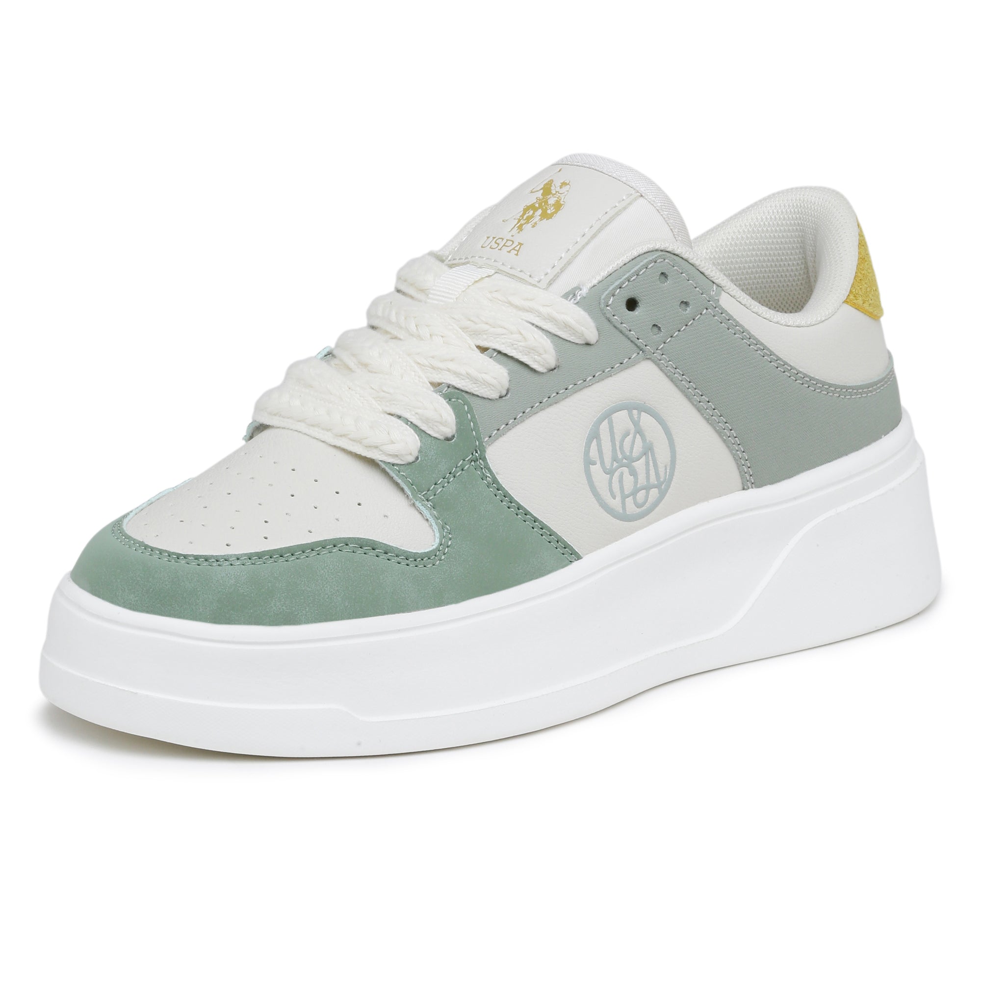 Women Lenora Lace Ups Round Toe Sneakers Off White - U.S. Polo Assn. India | Large