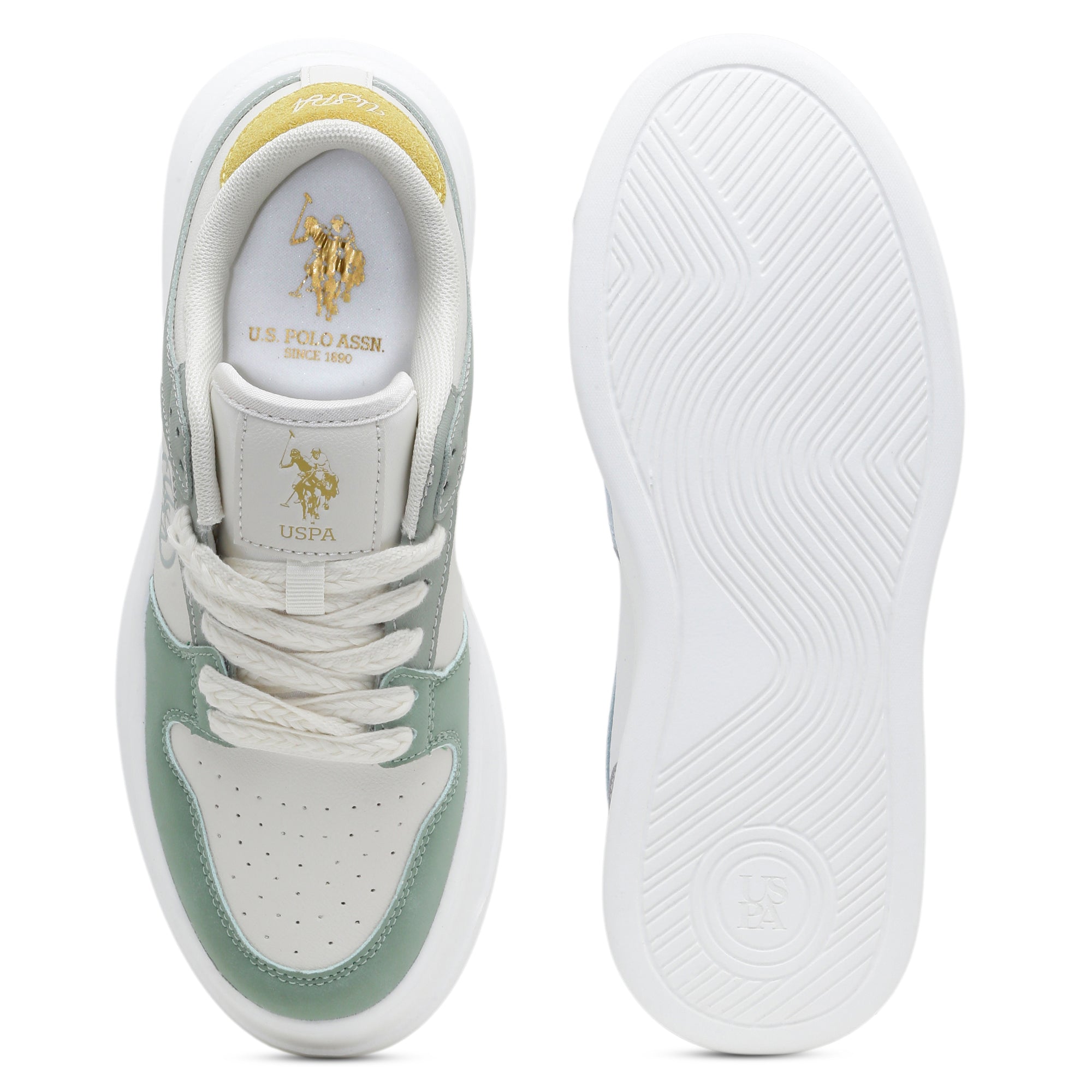 Women Lenora Lace Ups Round Toe Sneakers Off White - U.S. Polo Assn. India | Large