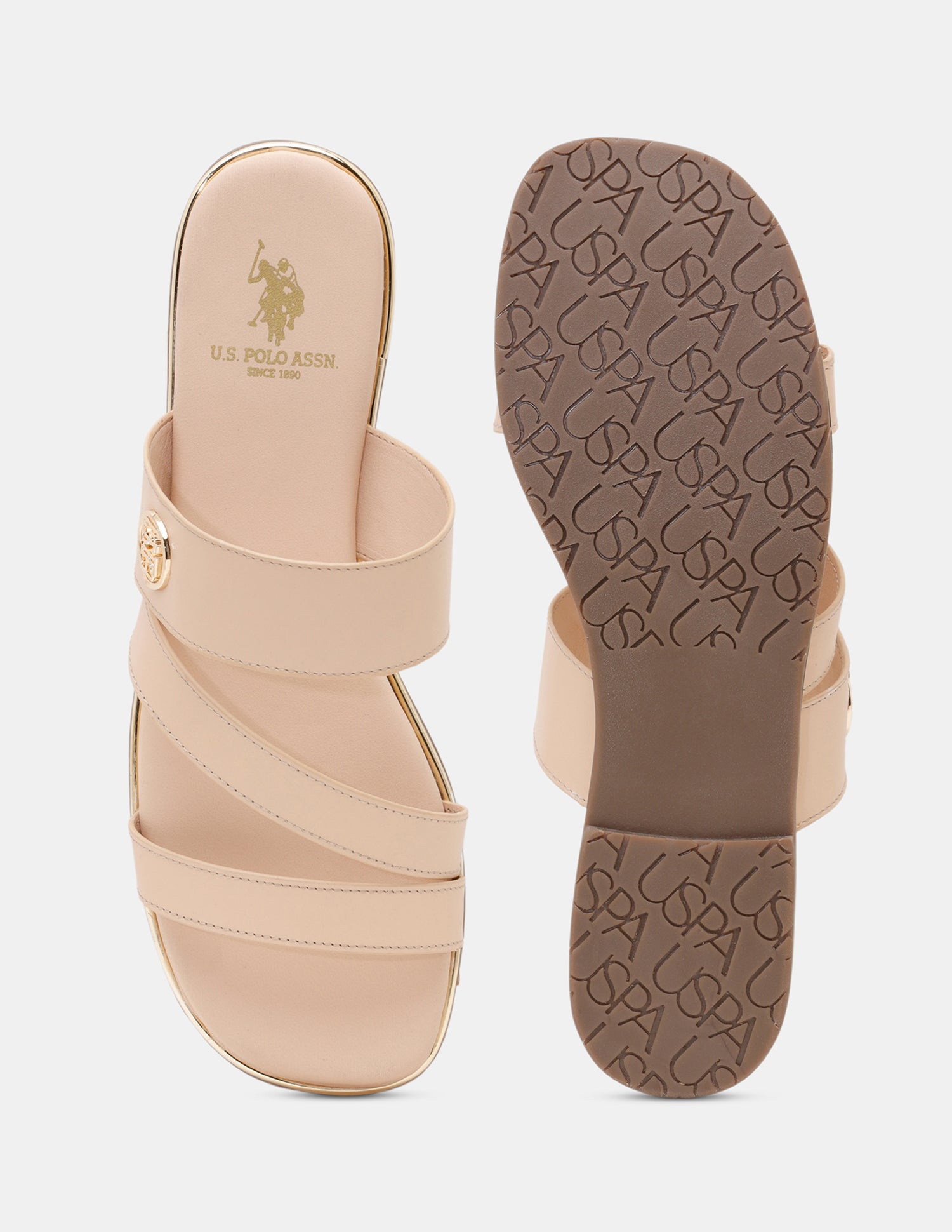 Women Ara Vamp Strap Sandals Nude - U.S. POLO ASSN. | Large