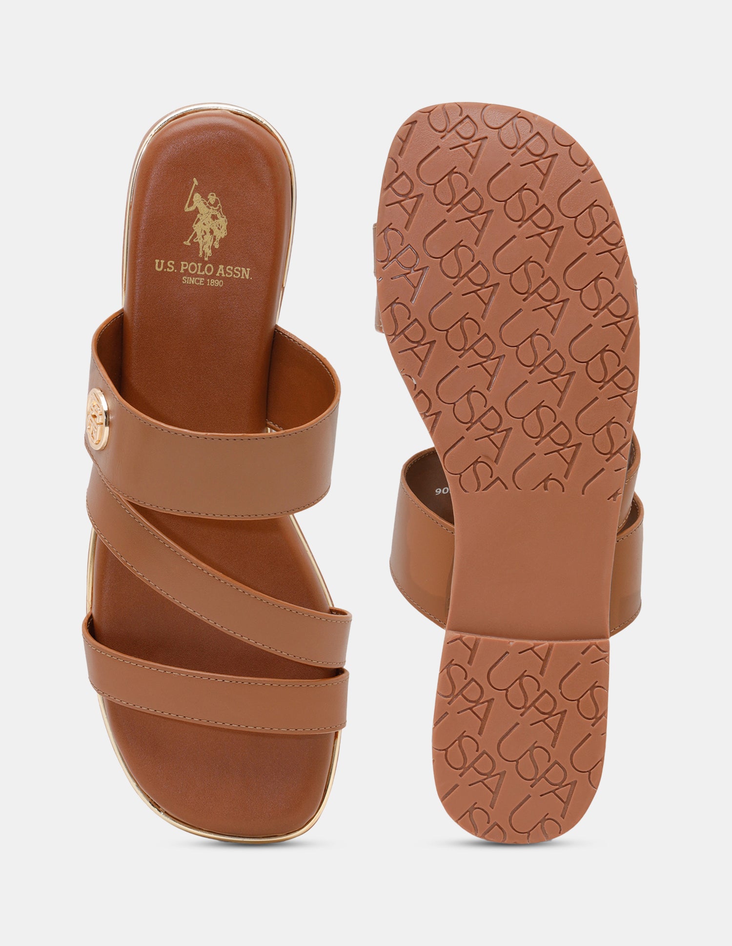 Women Ara Vamp Strap Sandals Tan - U.S. POLO ASSN. | Large