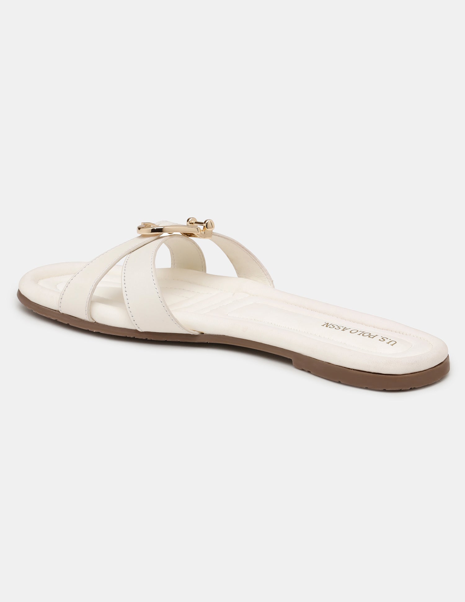 Women Dahye Textured Sole Cross Strap Sandals Off White - U.S. POLO ASSN. | Large