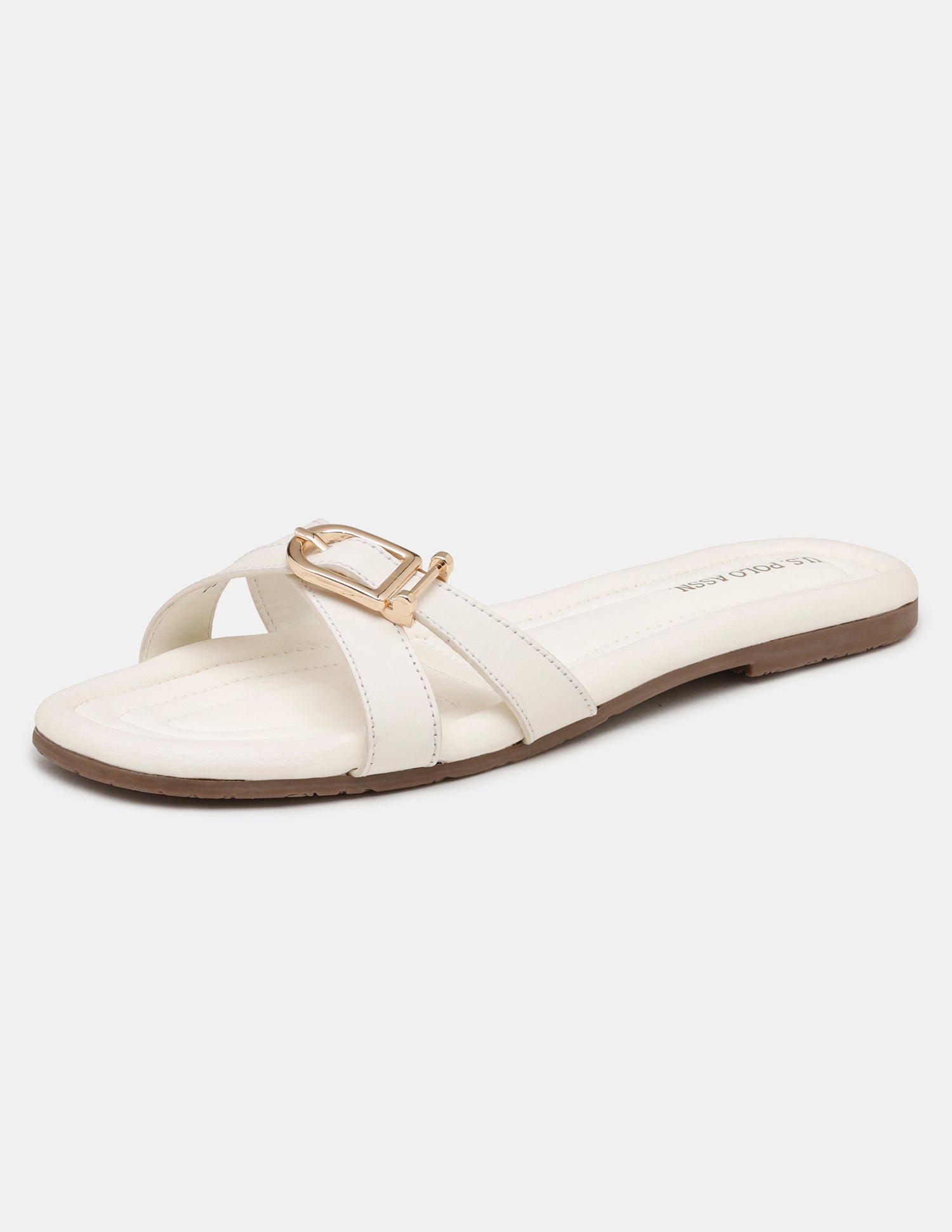 Women Dahye Textured Sole Cross Strap Sandals Off White - U.S. POLO ASSN. | Large