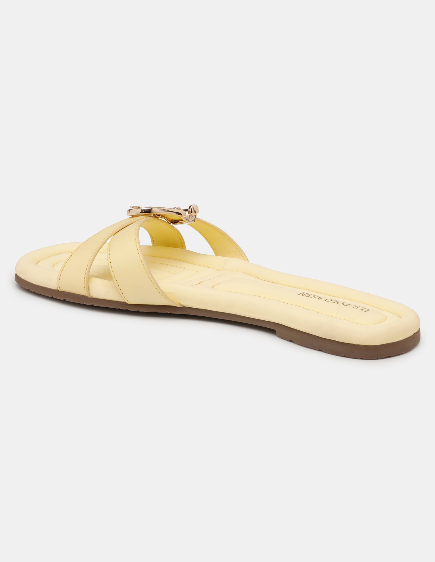 Women Dahye Textured Sole Cross Strap Sandals Light Yellow - U.S. POLO ASSN. | Large