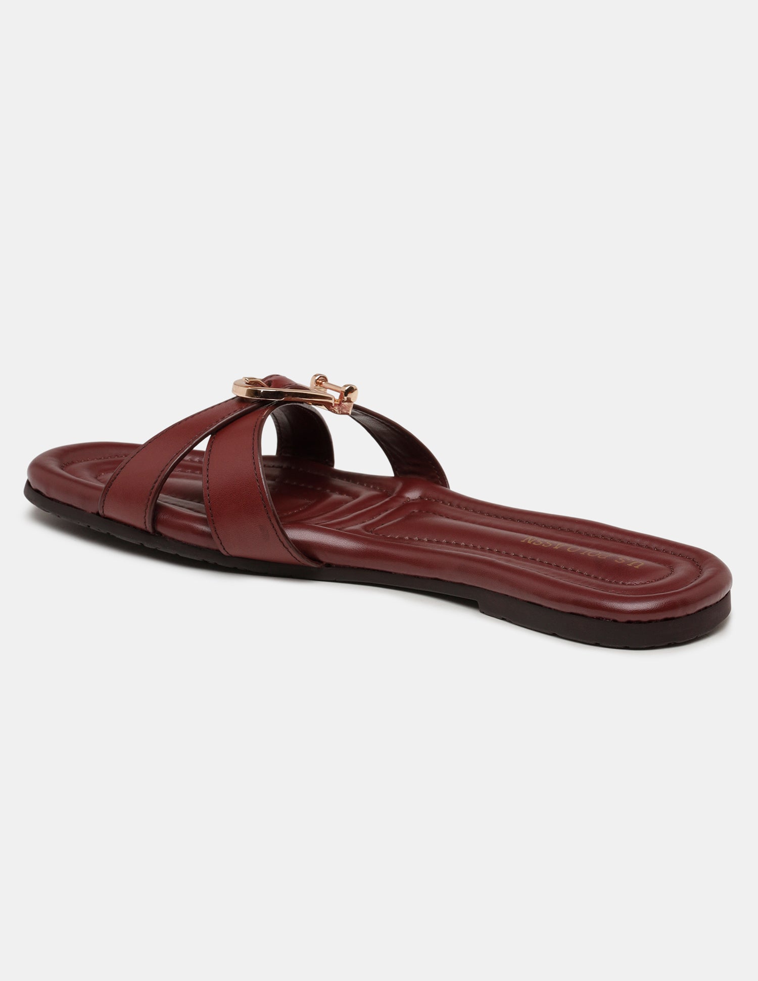 Women Dahye Textured Sole Cross Strap Sandals Burgundy - U.S. POLO ASSN. | Large
