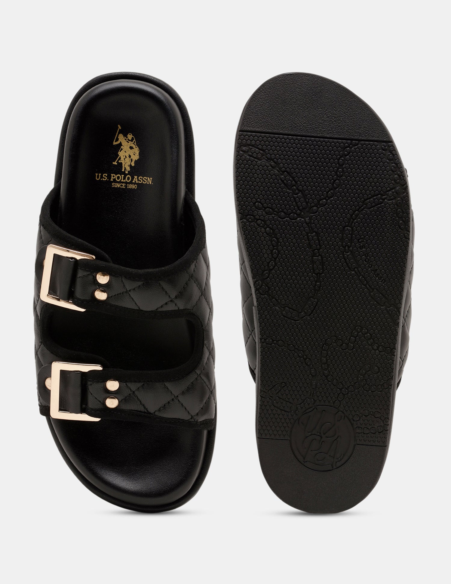 Women Open Toe Eun-Mi Buckle Sandals Black - U.S. POLO ASSN. | Large