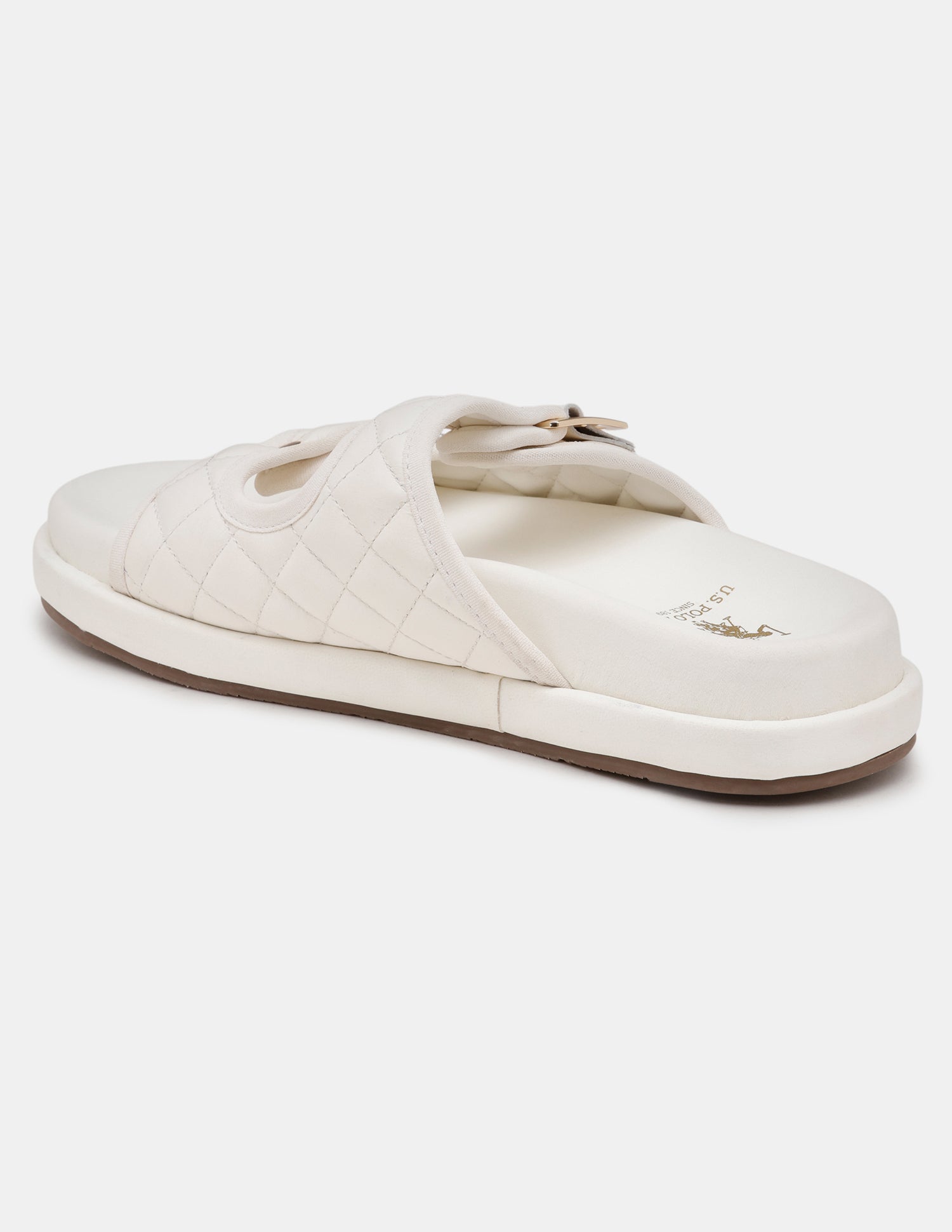 Women Open Toe Eun-Mi Buckle Sandals Off White - U.S. POLO ASSN. | Large