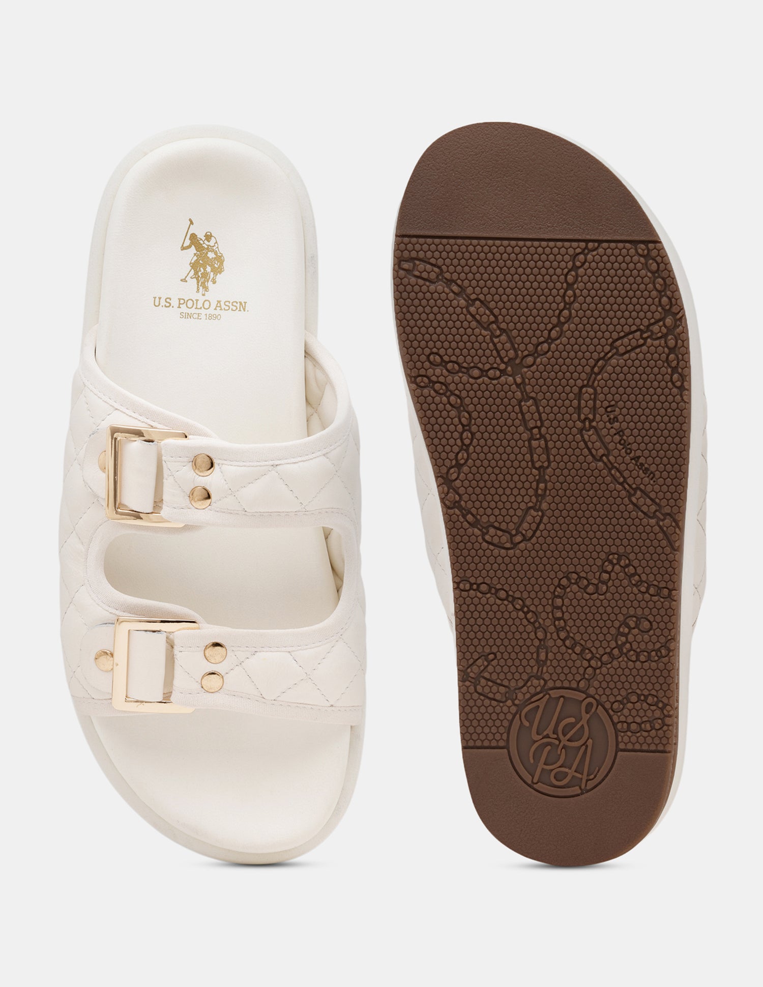 Women Open Toe Eun-Mi Buckle Sandals Off White - U.S. POLO ASSN. | Large