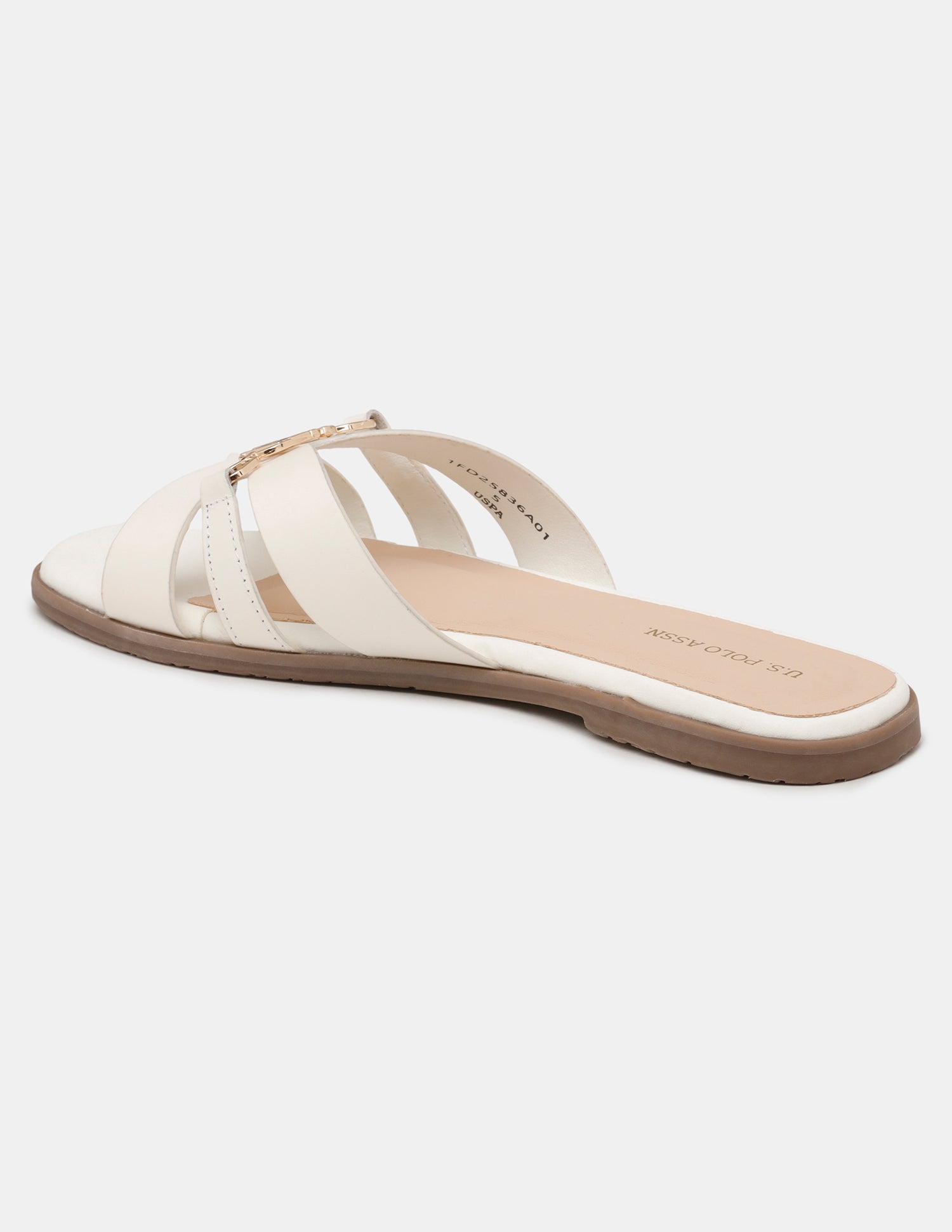 Women Harin Logo Accent Vamp Strap Sandals Off White - U.S. POLO ASSN. | Large