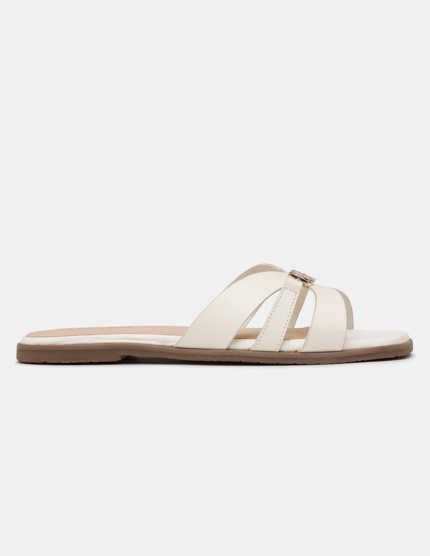Women Harin Logo Accent Vamp Strap Sandals Off White - U.S. POLO ASSN. | Large