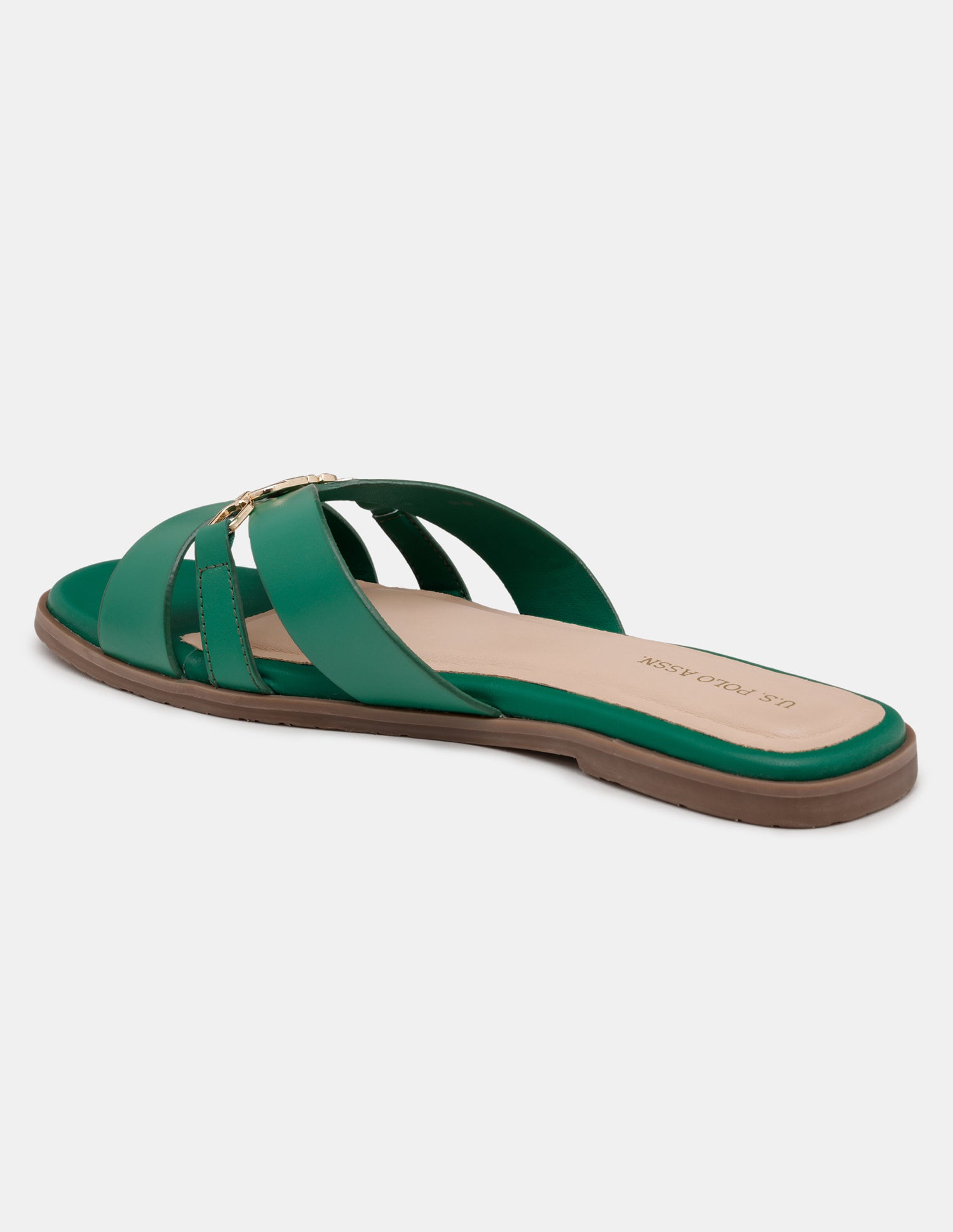 Women Harin Logo Accent Vamp Strap Sandals Dark Green - U.S. POLO ASSN. | Large