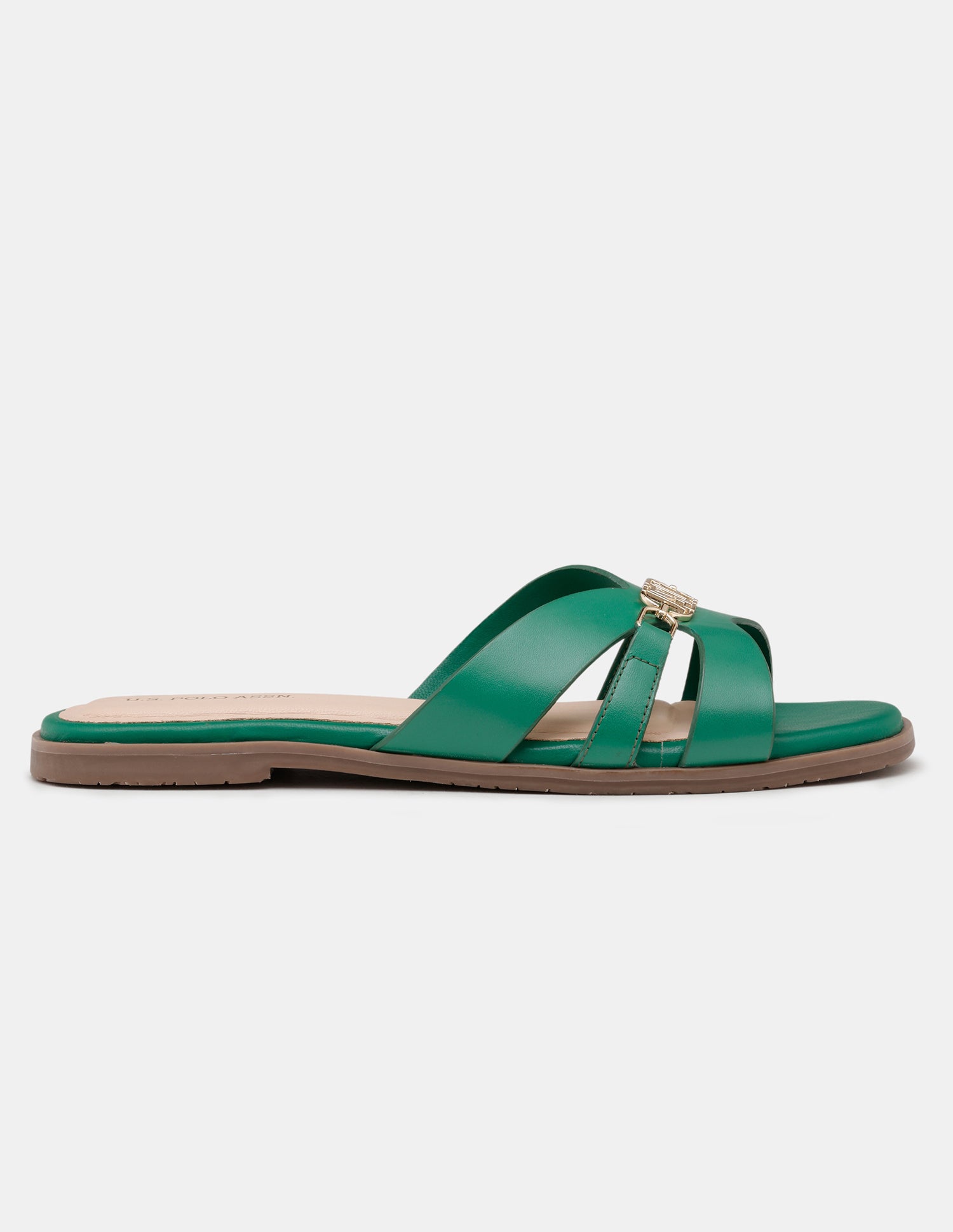 Women Harin Logo Accent Vamp Strap Sandals Dark Green - U.S. POLO ASSN. | Large