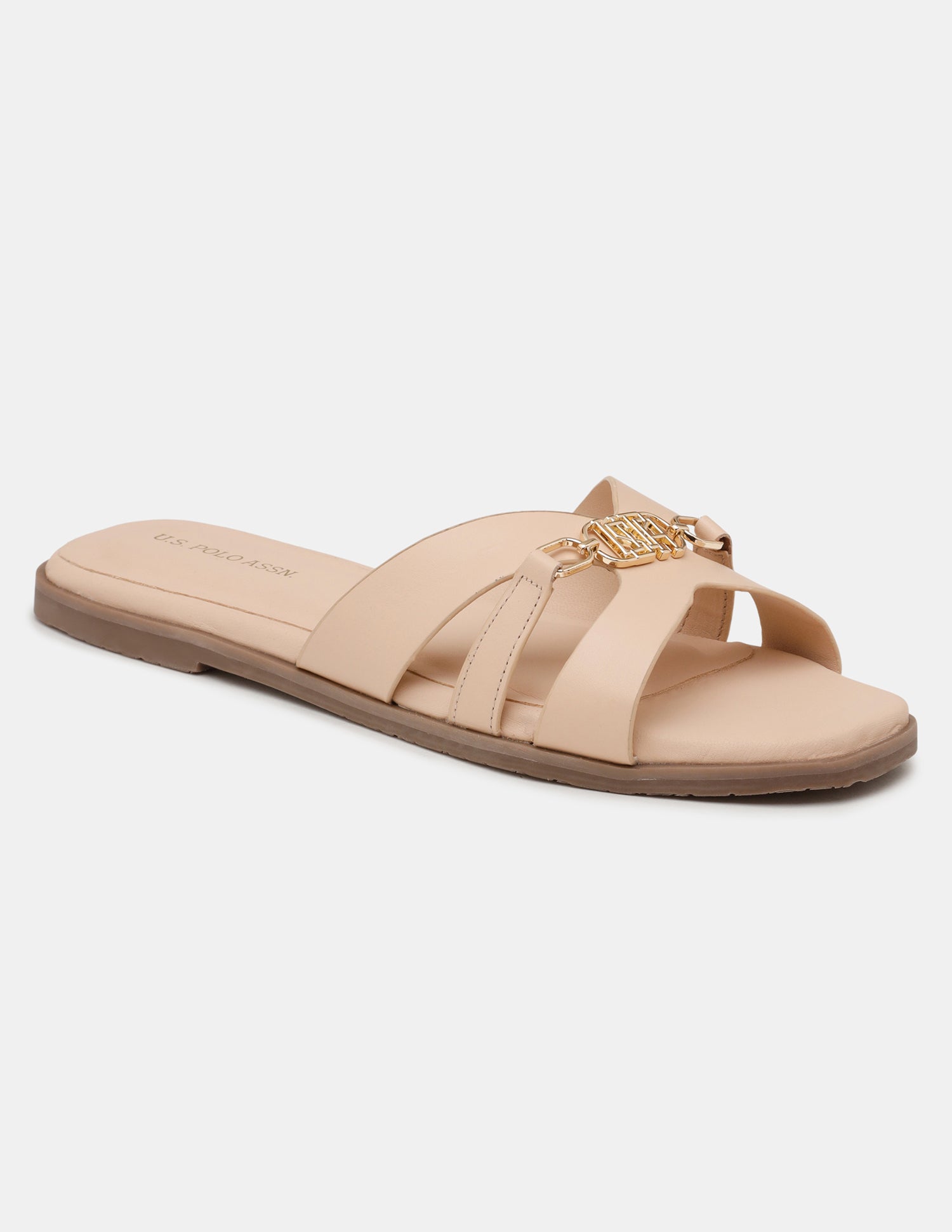 Women Harin Logo Accent Vamp Strap Sandals Nude - U.S. POLO ASSN. | Large