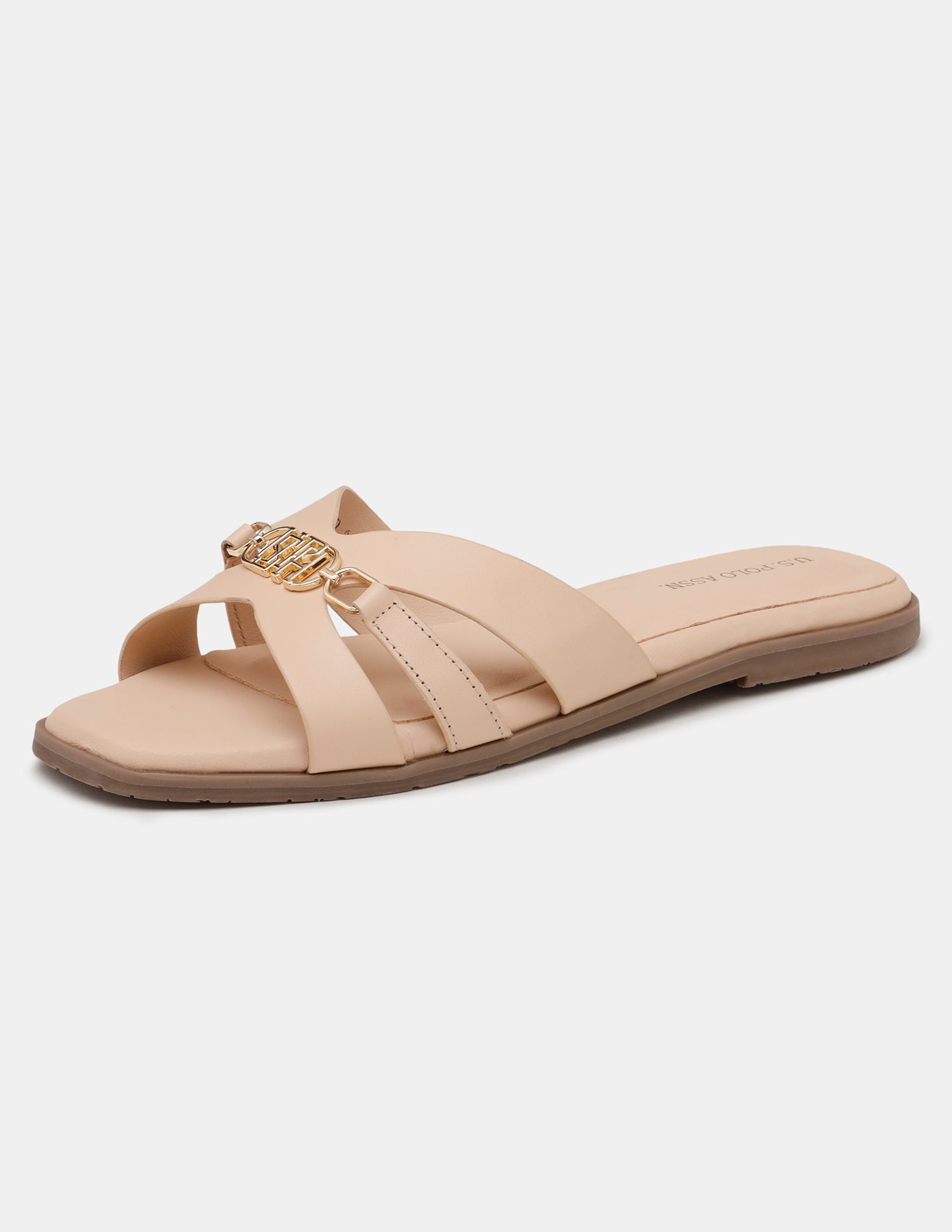 Women Harin Logo Accent Vamp Strap Sandals Nude - U.S. POLO ASSN. | Large