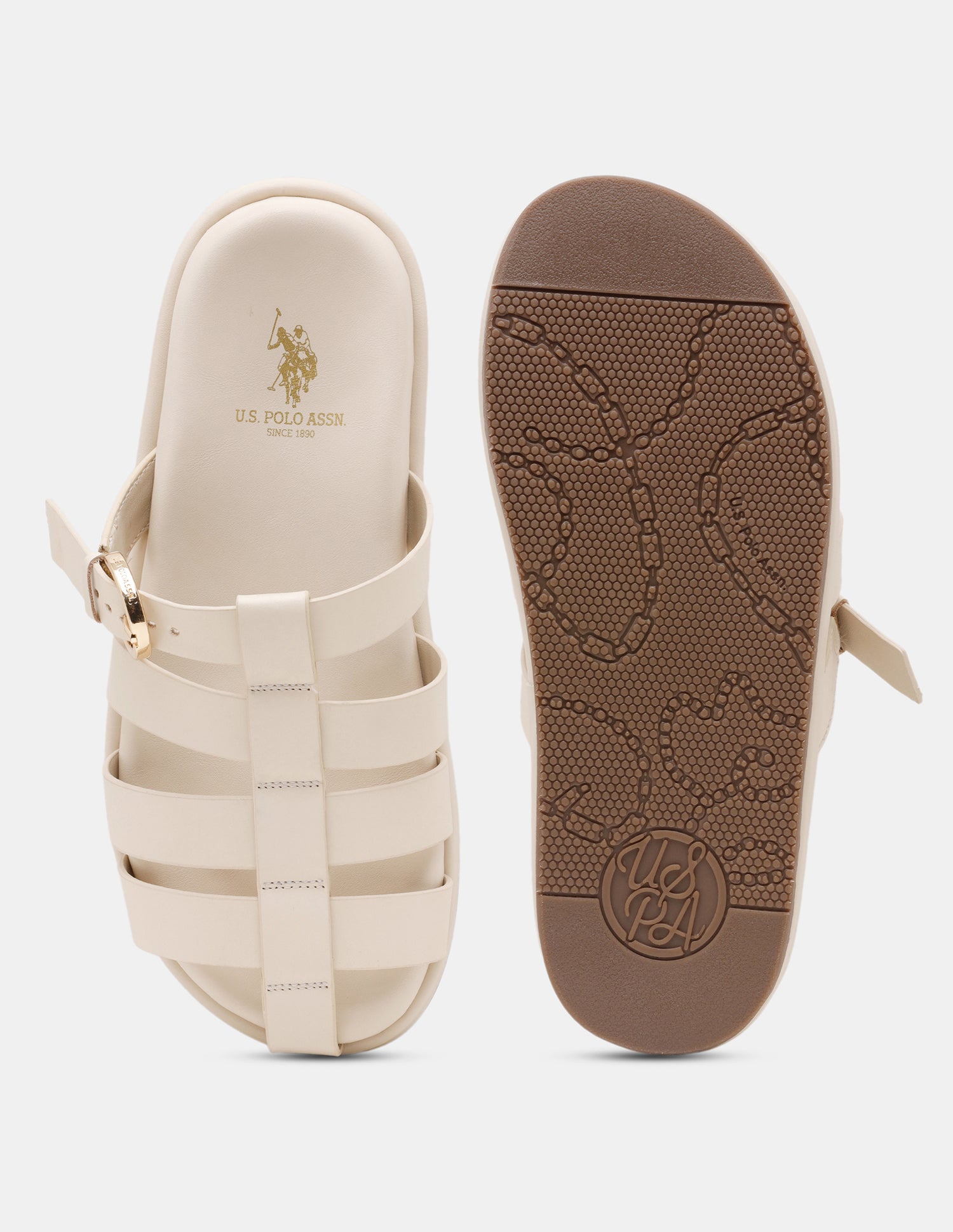Women Minseo Multi Strap Buckle Sandals Beige - U.S. POLO ASSN. | Large