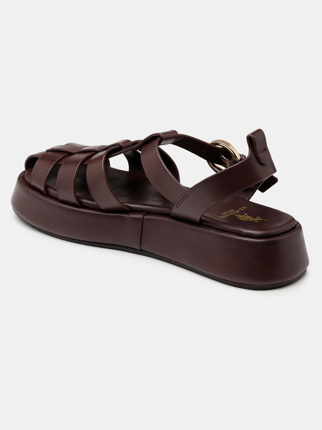 Women Multi Strap Nara Buckle Sandals Dark Brown - U.S. POLO ASSN. | Large