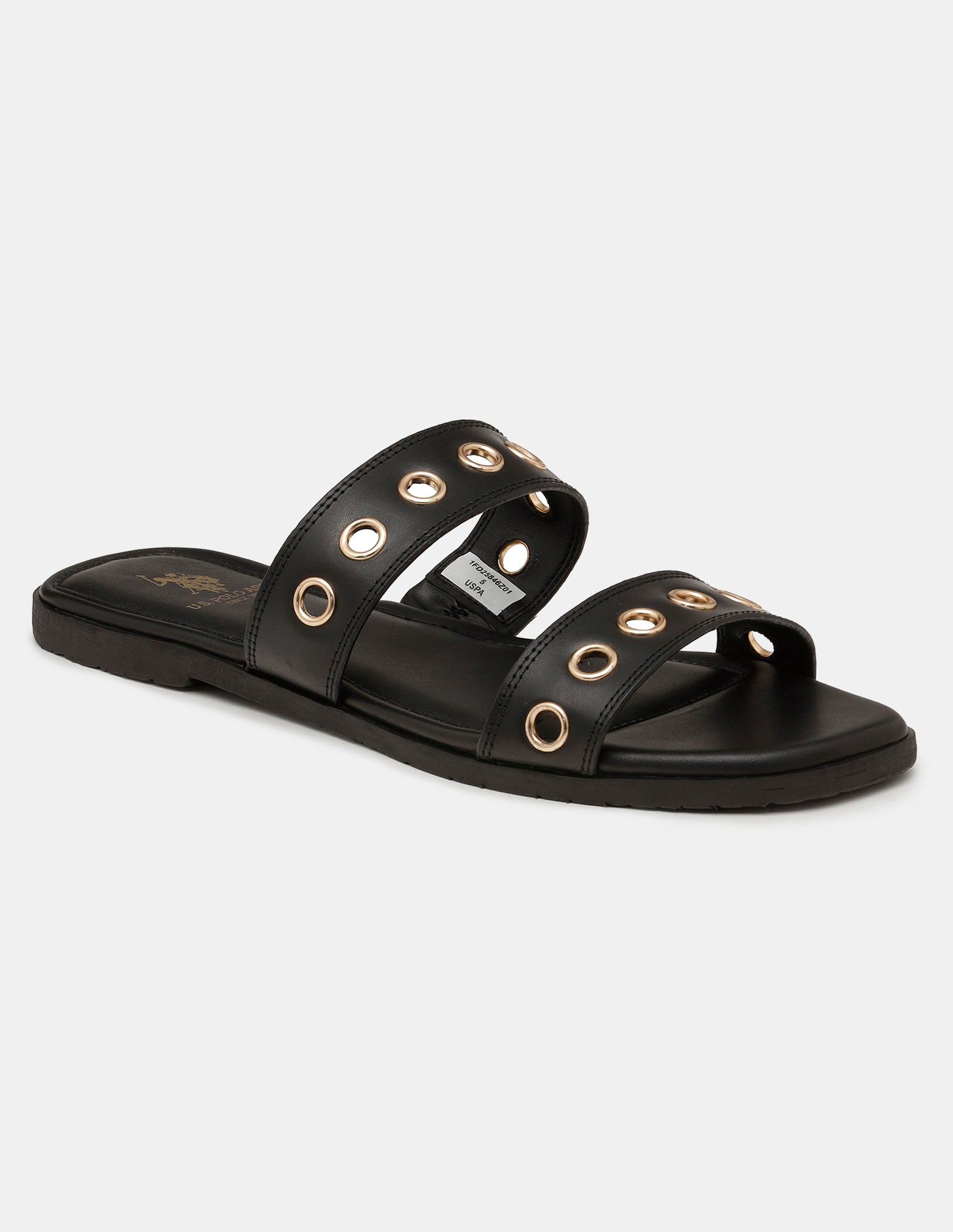 Women Naye Open Toe Eyelet Sandals Black - U.S. POLO ASSN. | Large