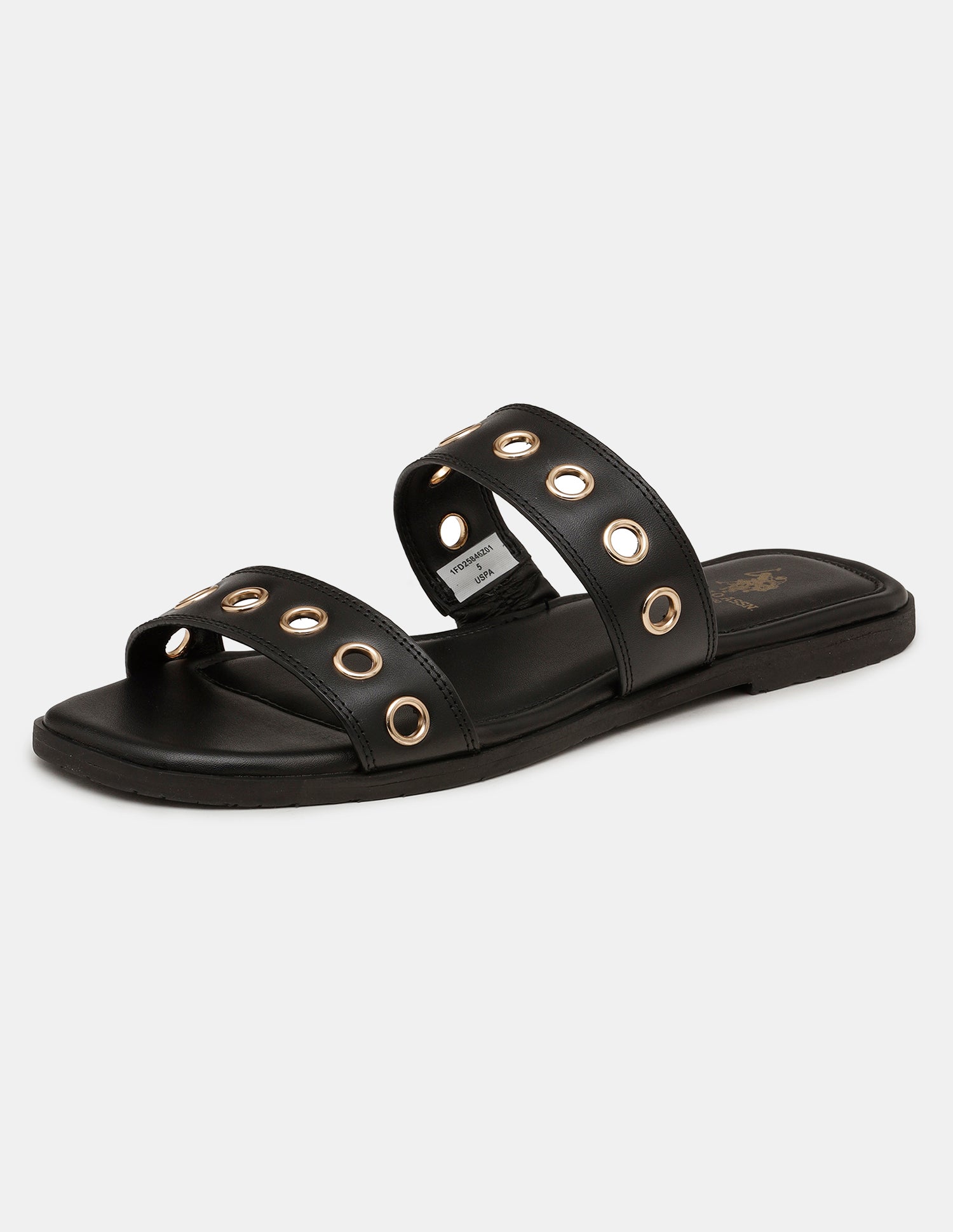 Women Naye Open Toe Eyelet Sandals Black - U.S. POLO ASSN. | Large
