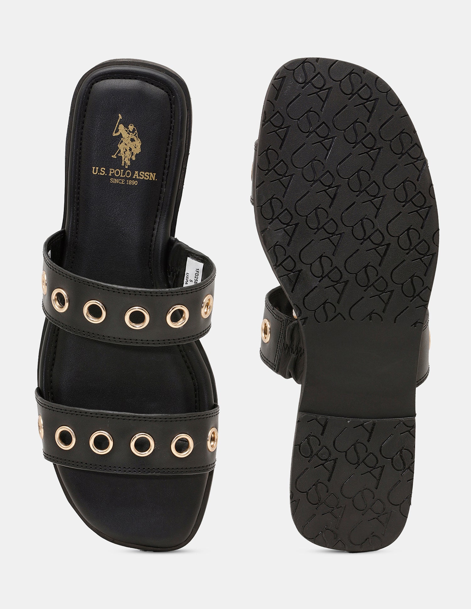 Women Naye Open Toe Eyelet Sandals Black - U.S. POLO ASSN. | Large