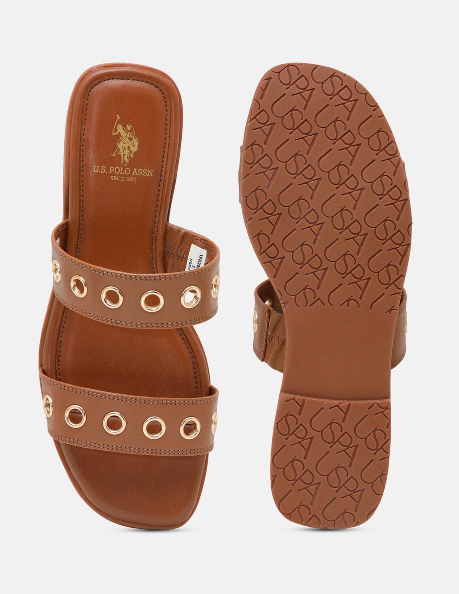 Women Naye Open Toe Eyelet Sandals Tan - U.S. POLO ASSN. | Large