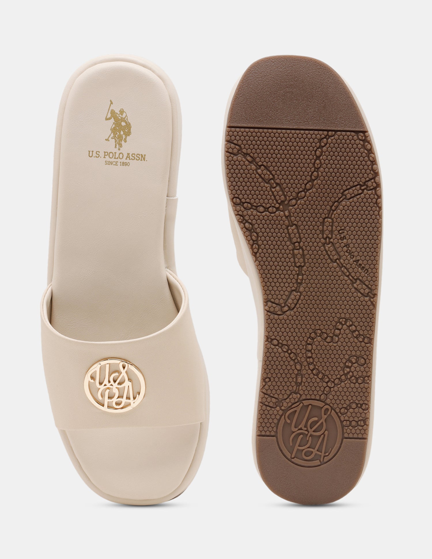 Women Broad Strap Nuri Platform Heels Beige - U.S. POLO ASSN. | Large