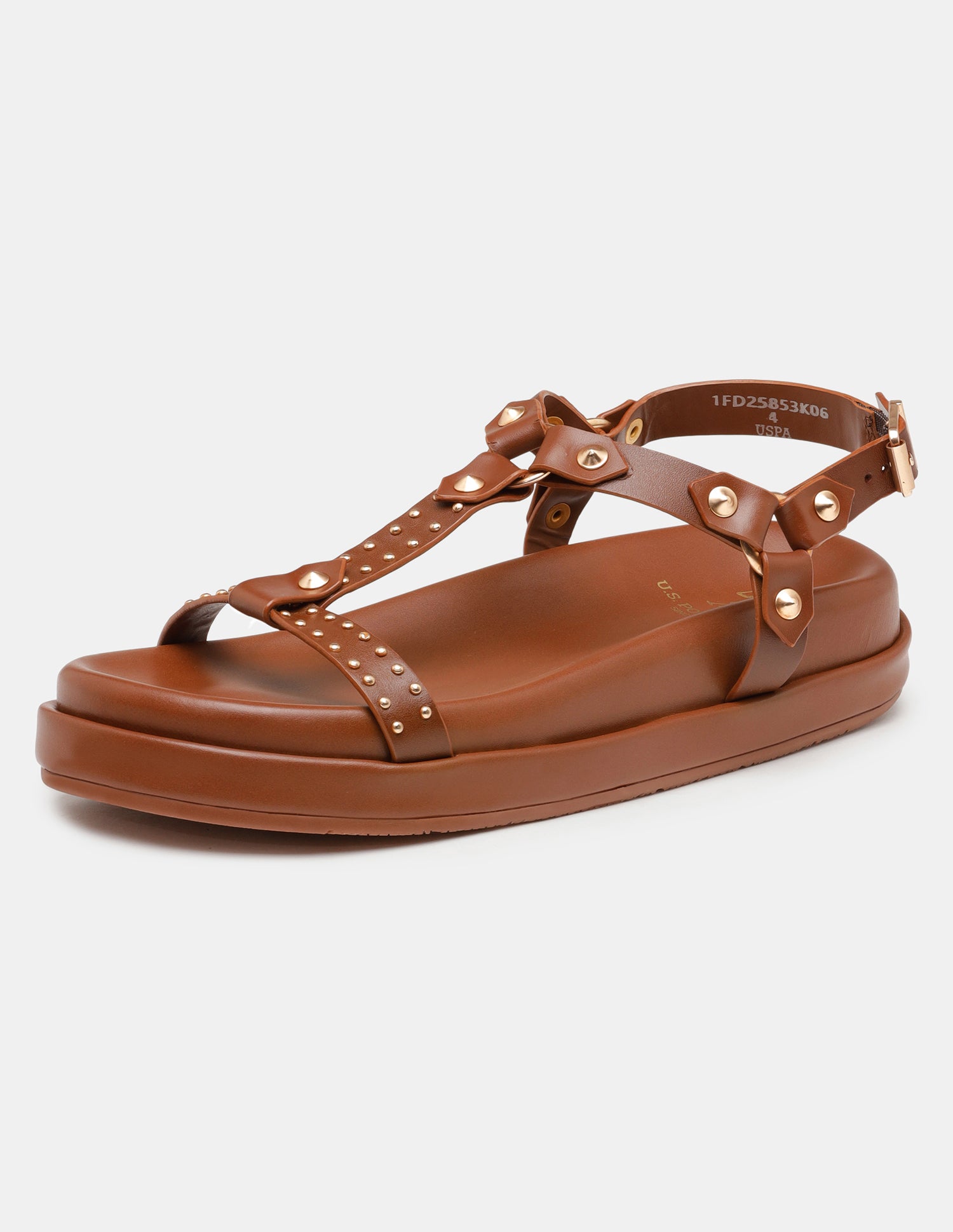 Women Soomin Studded Ankle Strap Sandals Tan - U.S. POLO ASSN. | Large