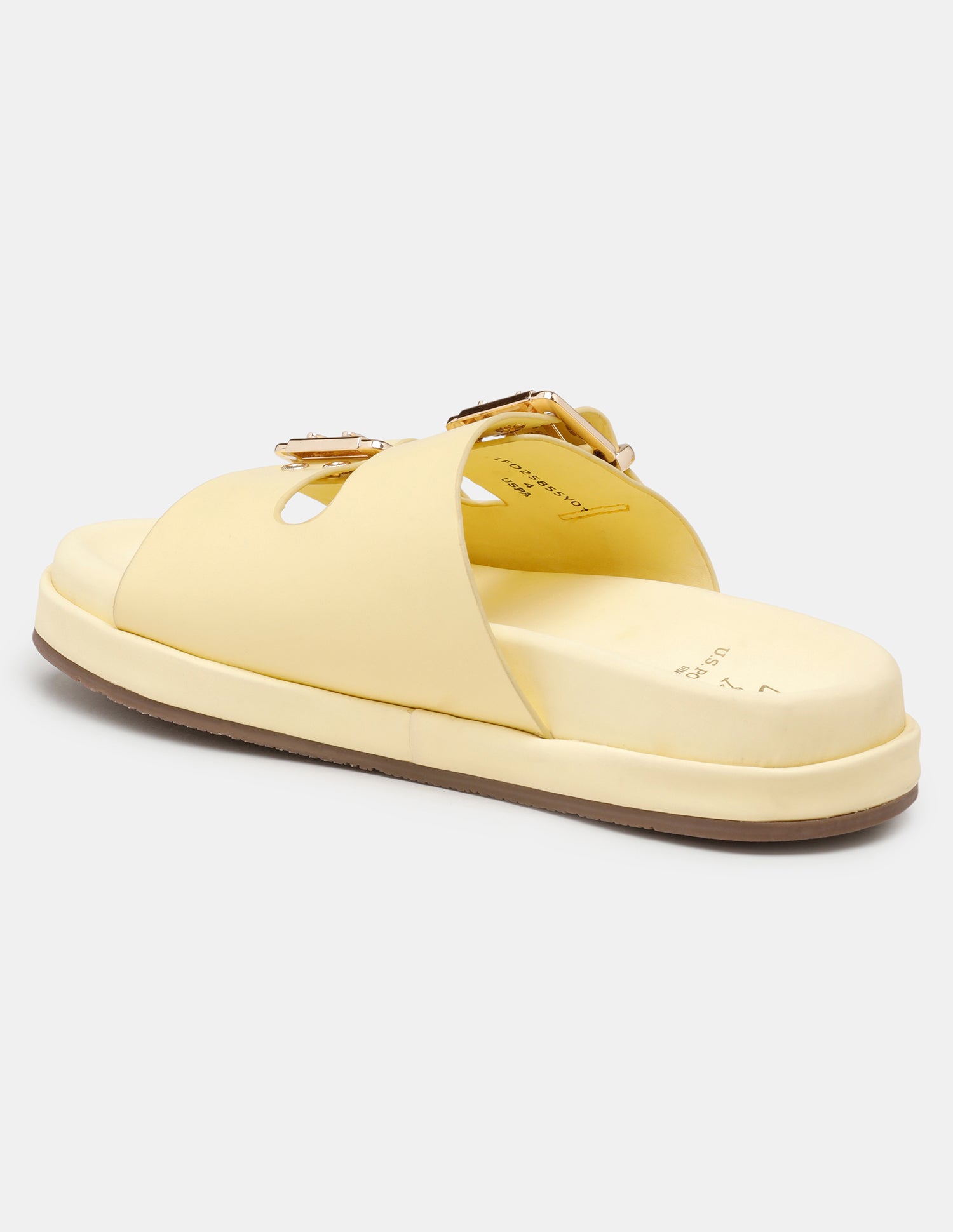 Women Yoomi Open Toe Buckle Sandals Light Yellow - U.S. POLO ASSN. | Large