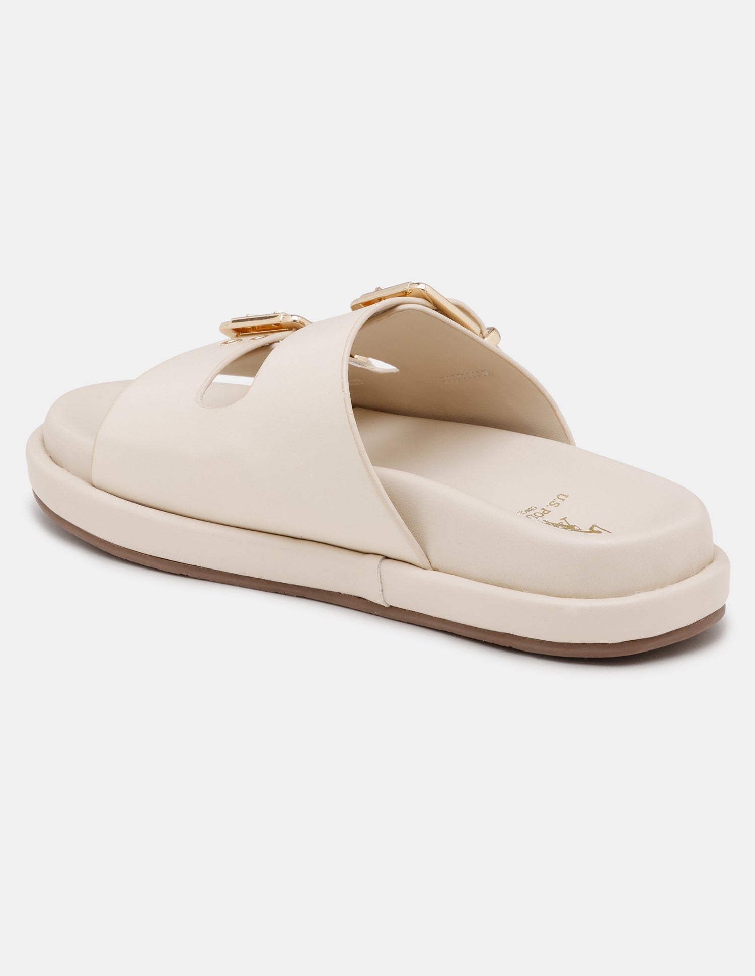 Women Yoomi Open Toe Buckle Sandals Beige - U.S. POLO ASSN. | Large