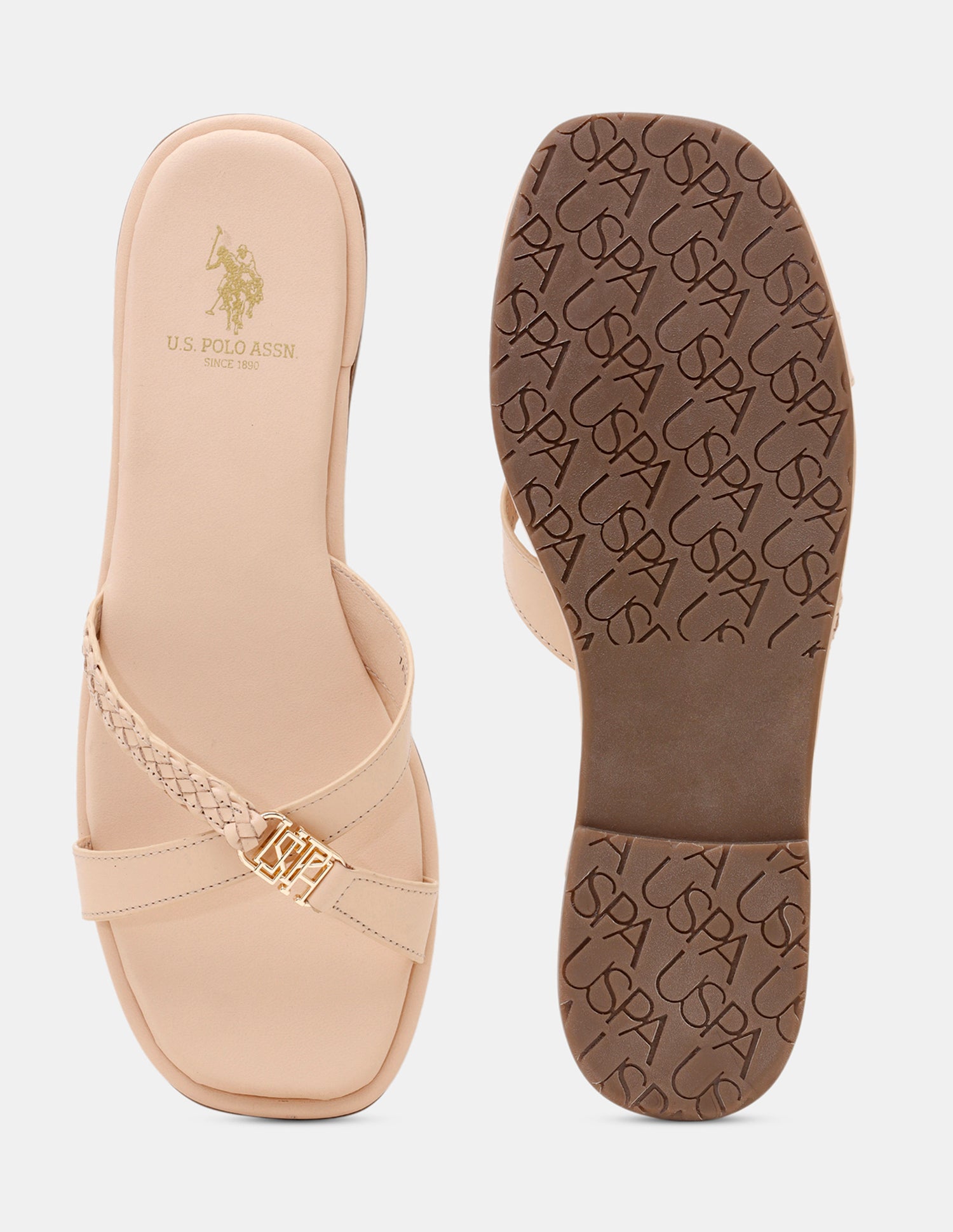 Women Braided Cross Strap Yuna Sandals Nude - U.S. POLO ASSN. | Large