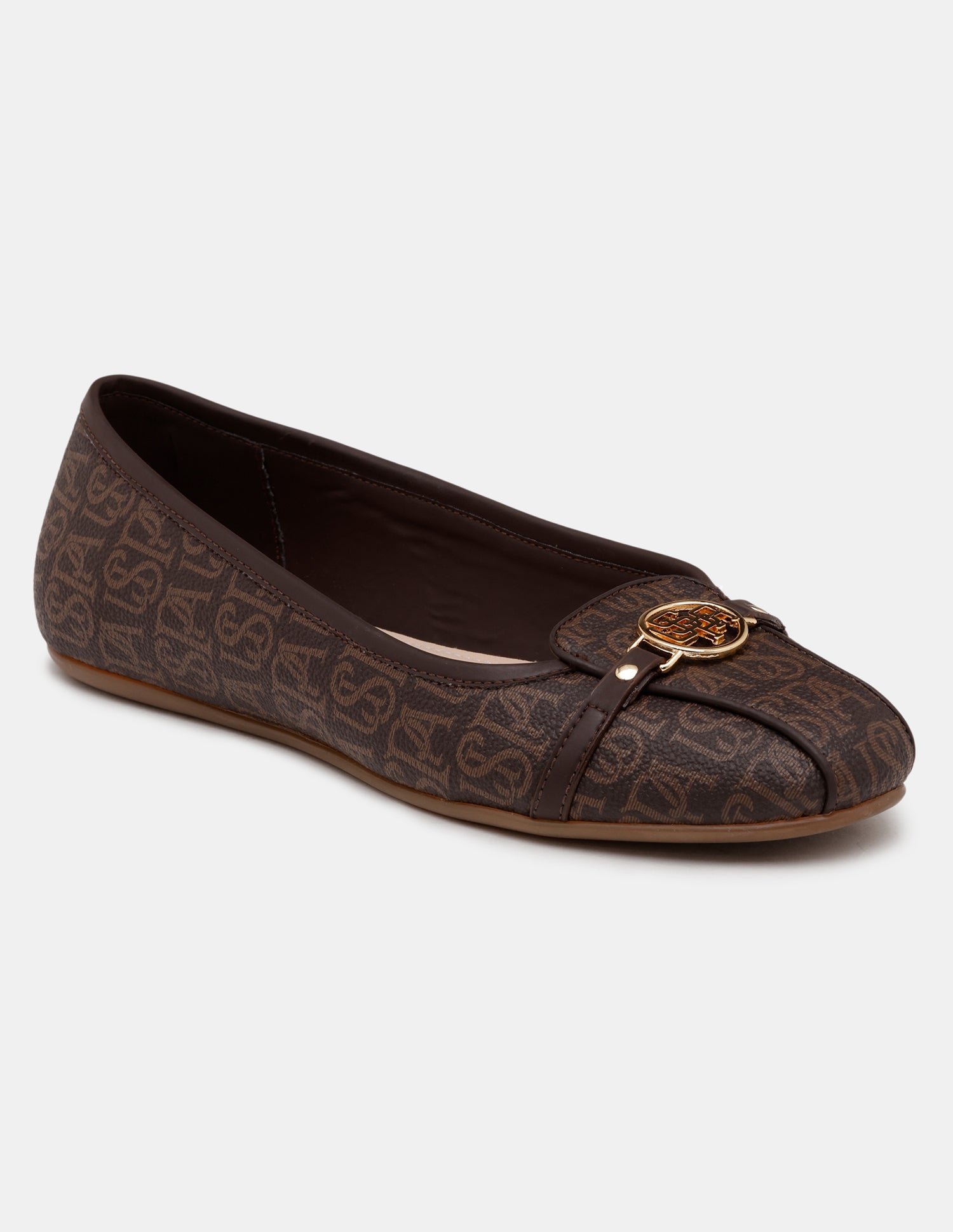 Women Alina 3.0 Monogram Printed Belly Shoes Brown - U.S. POLO ASSN. | Large