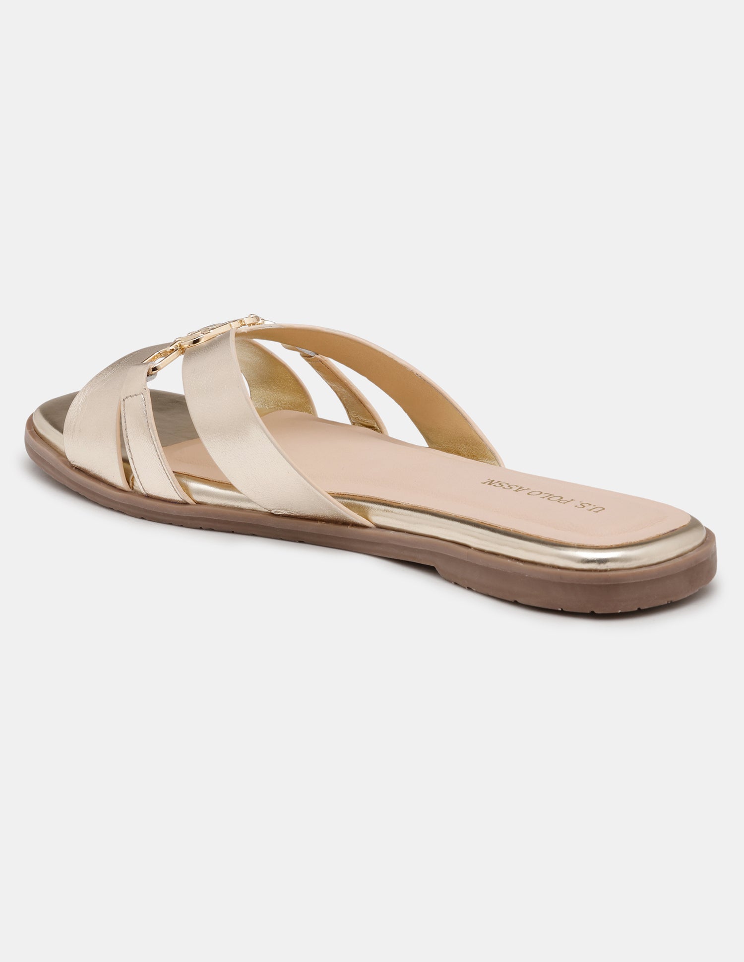 Women Harin Logo Accent Vamp Strap Sandals Gold - U.S. POLO ASSN. | Large