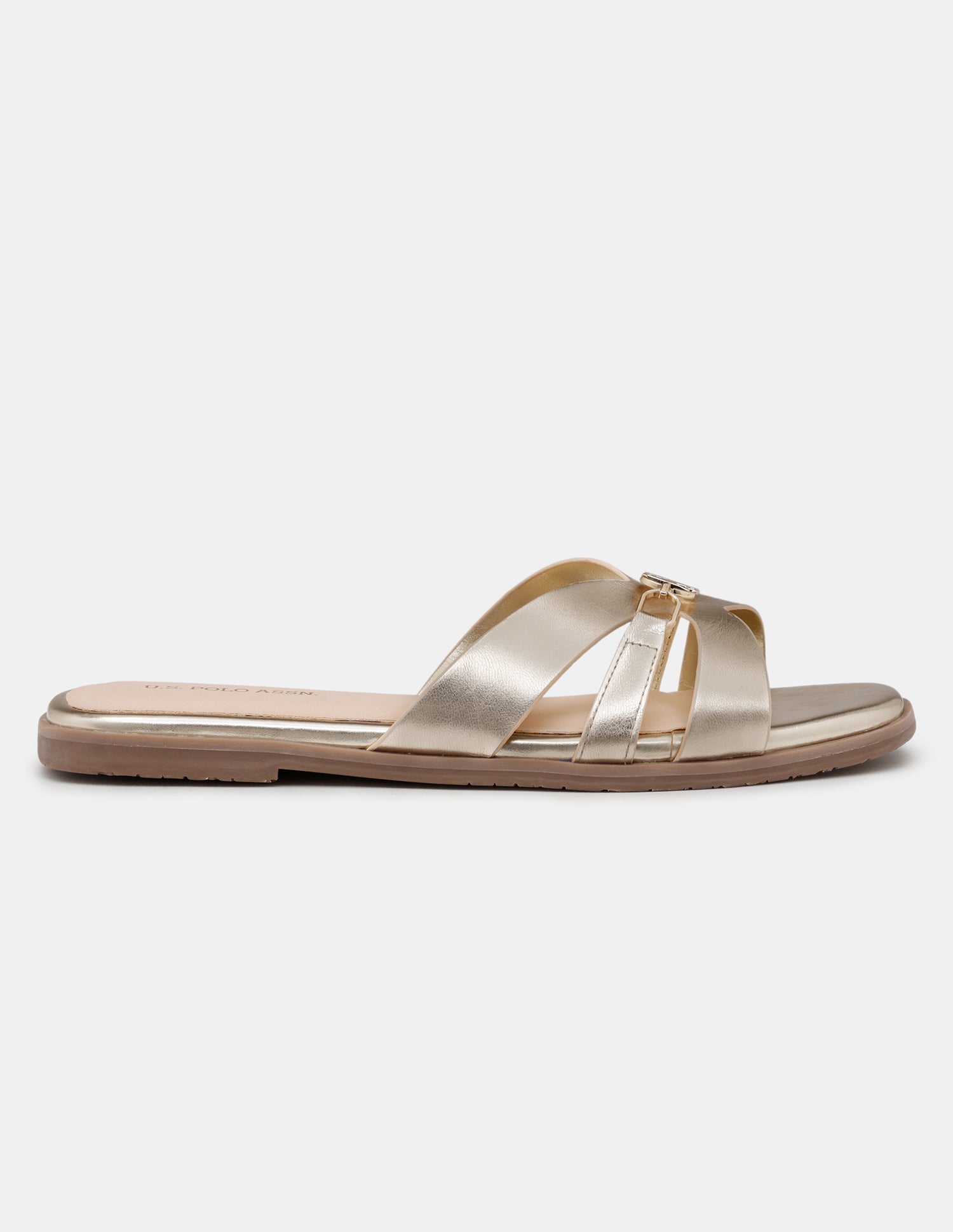 Women Harin Logo Accent Vamp Strap Sandals Gold - U.S. POLO ASSN. | Large