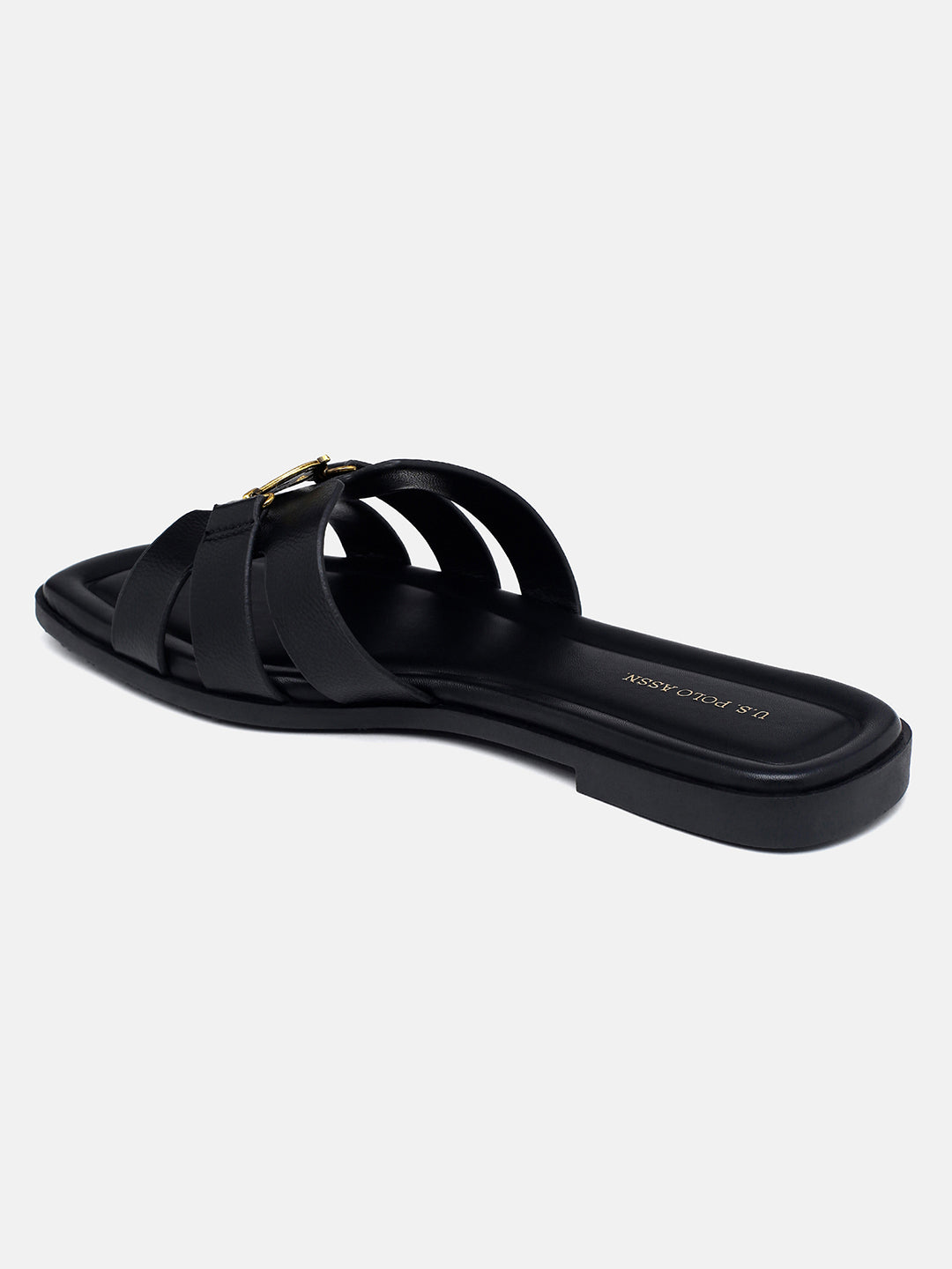 Saphira Gold Hardware Sandals Black - U.S. Polo Assn. India | Large