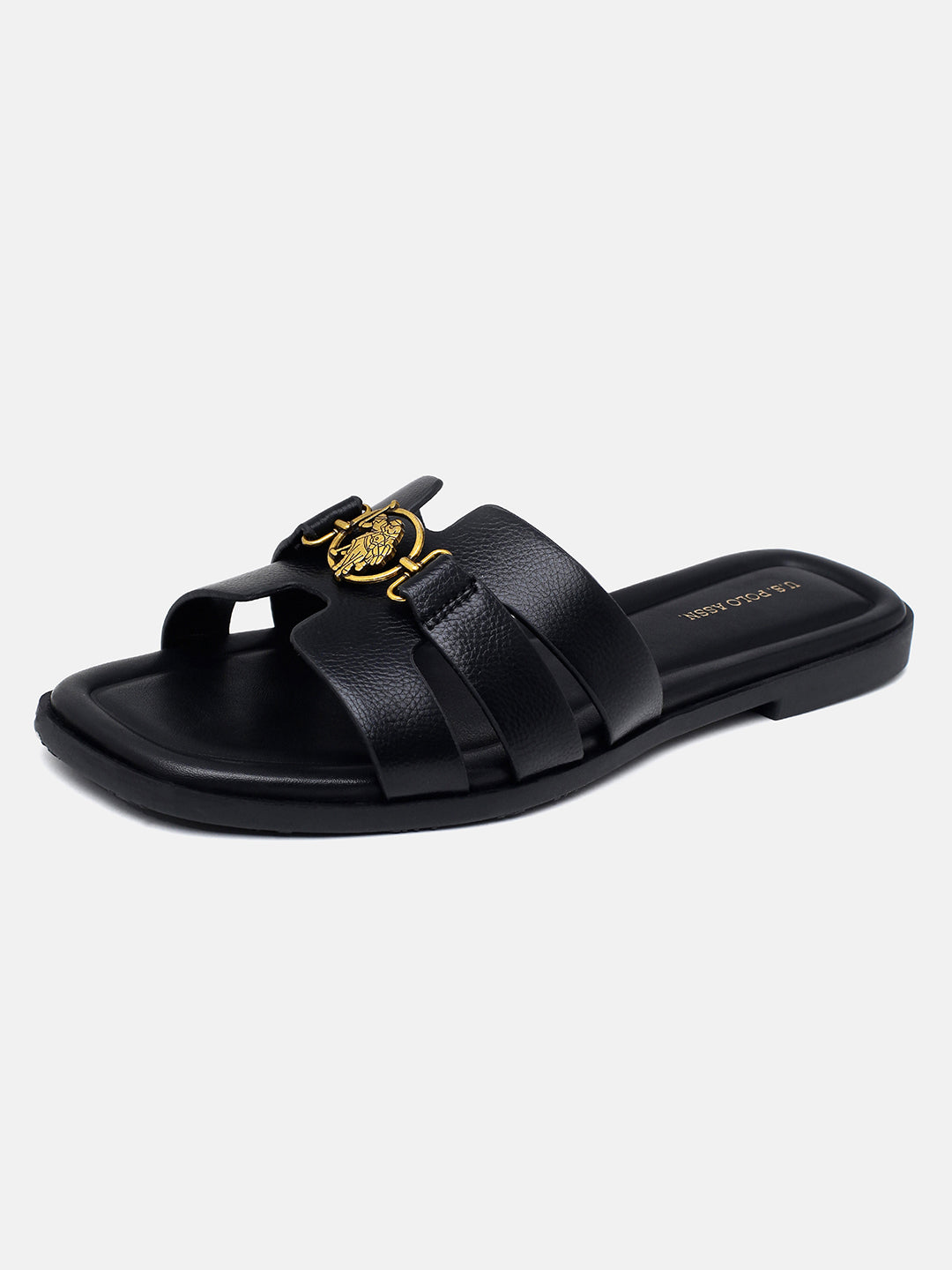 Saphira Gold Hardware Sandals Black - U.S. Polo Assn. India | Large